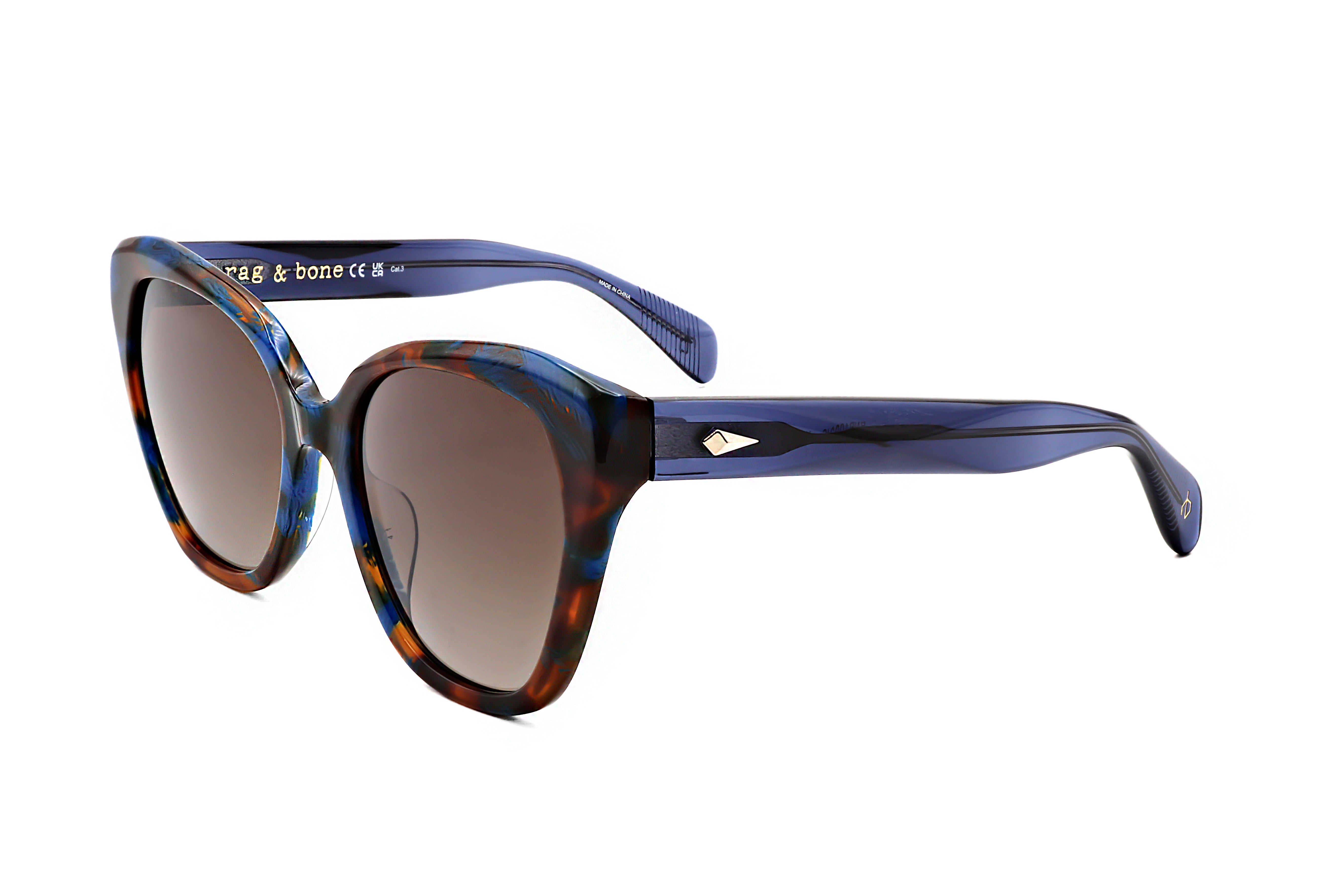 Rag & Bone Women's 54 mm Brown Blue Havana Sunglasses RNB1083-S-X8Q-54
