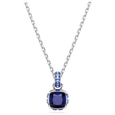 Swarovski Women's Birthstone: September Blue Sapphire Crystal Rhodium-Plated Necklace 5651790