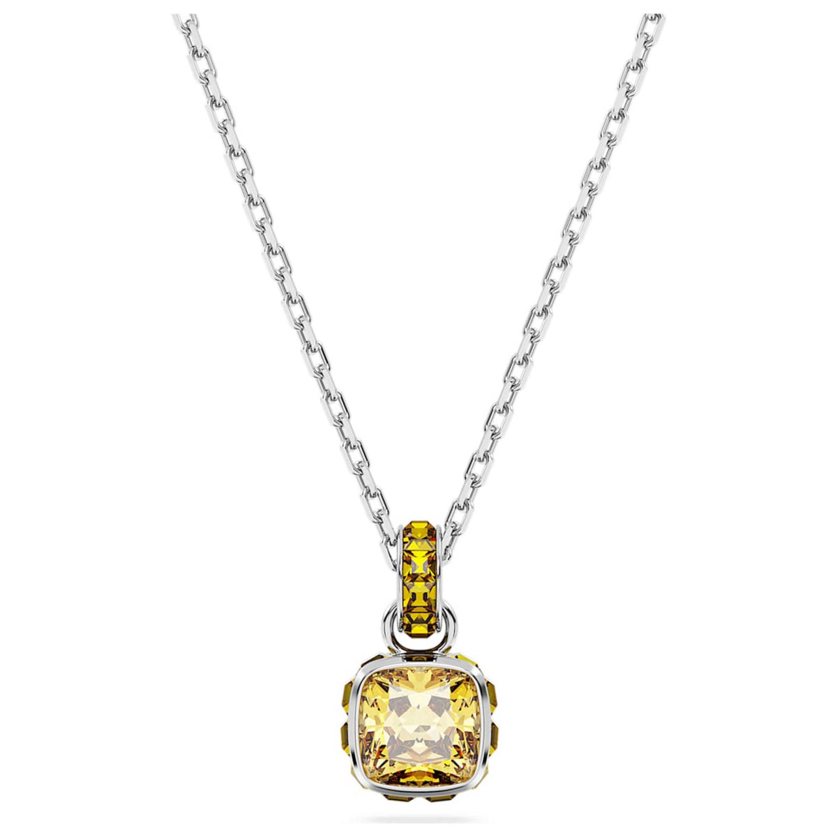 Swarovski Women's Birthstone: November Yellow Topaz Crystal Rhodium-Plated Necklace 5651792