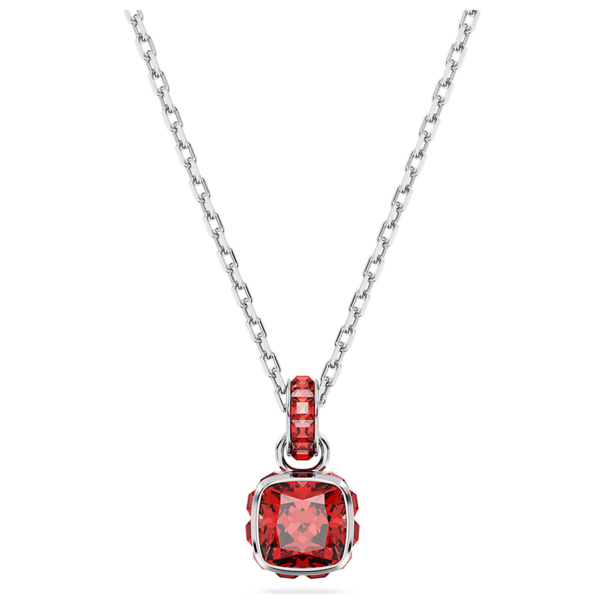 Swarovski Women's Birthstone: July Red Ruby Crystal Rhodium-Plated Earrings 5652043