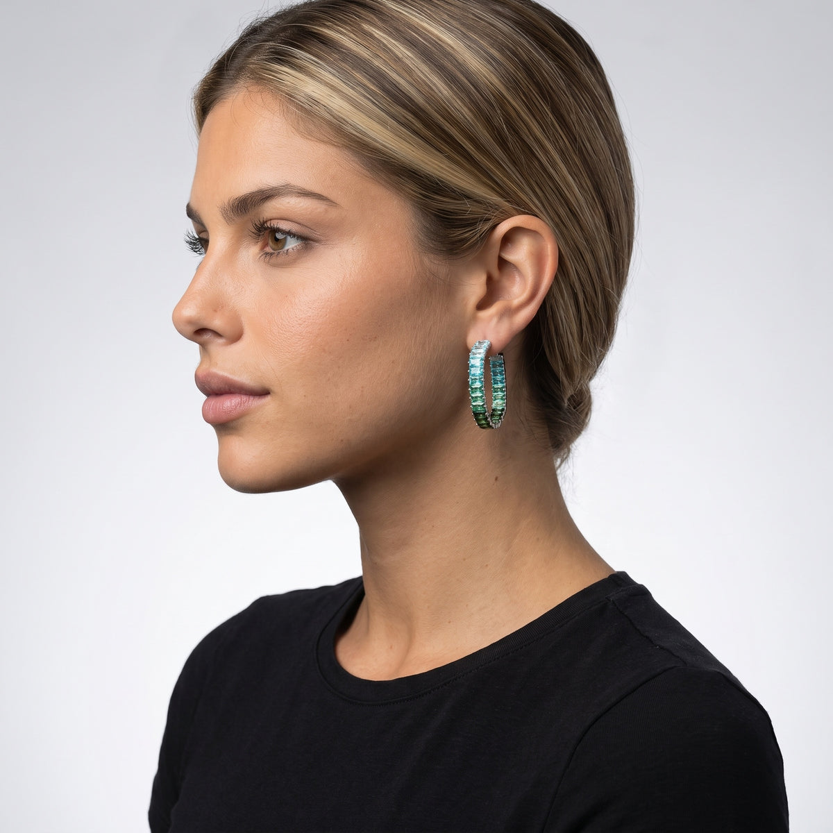 Swarovski Matrix Green Crystal Rhodium-Plated Earrings 5705787