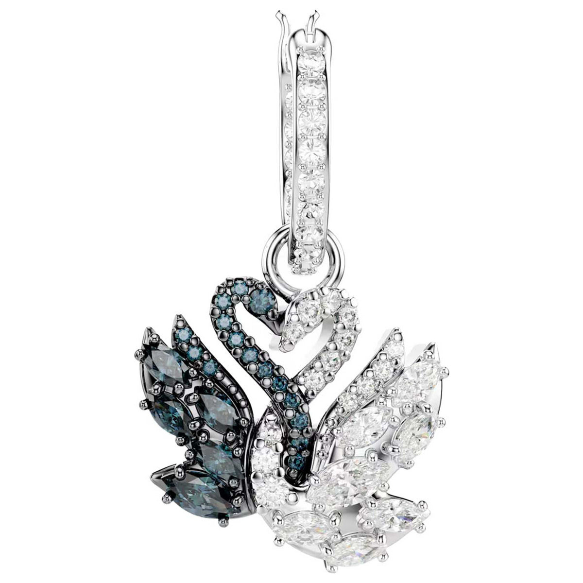 עגילי Swan עם אבני ריינסטון לבנים של Swarovski