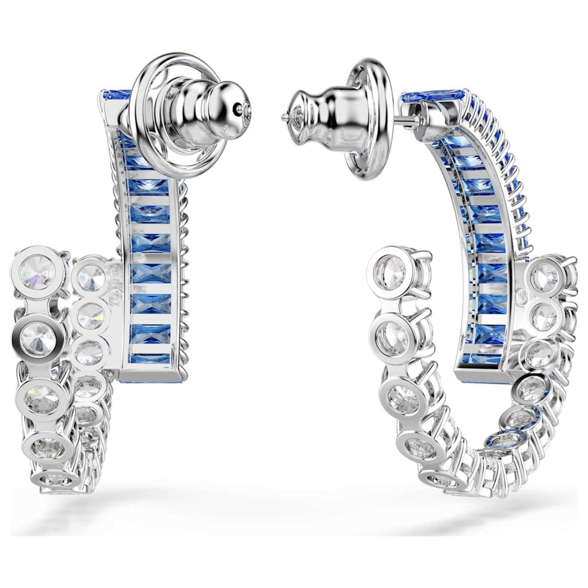 עגילי Matrix עם קריסטלים כחולים של Swarovski