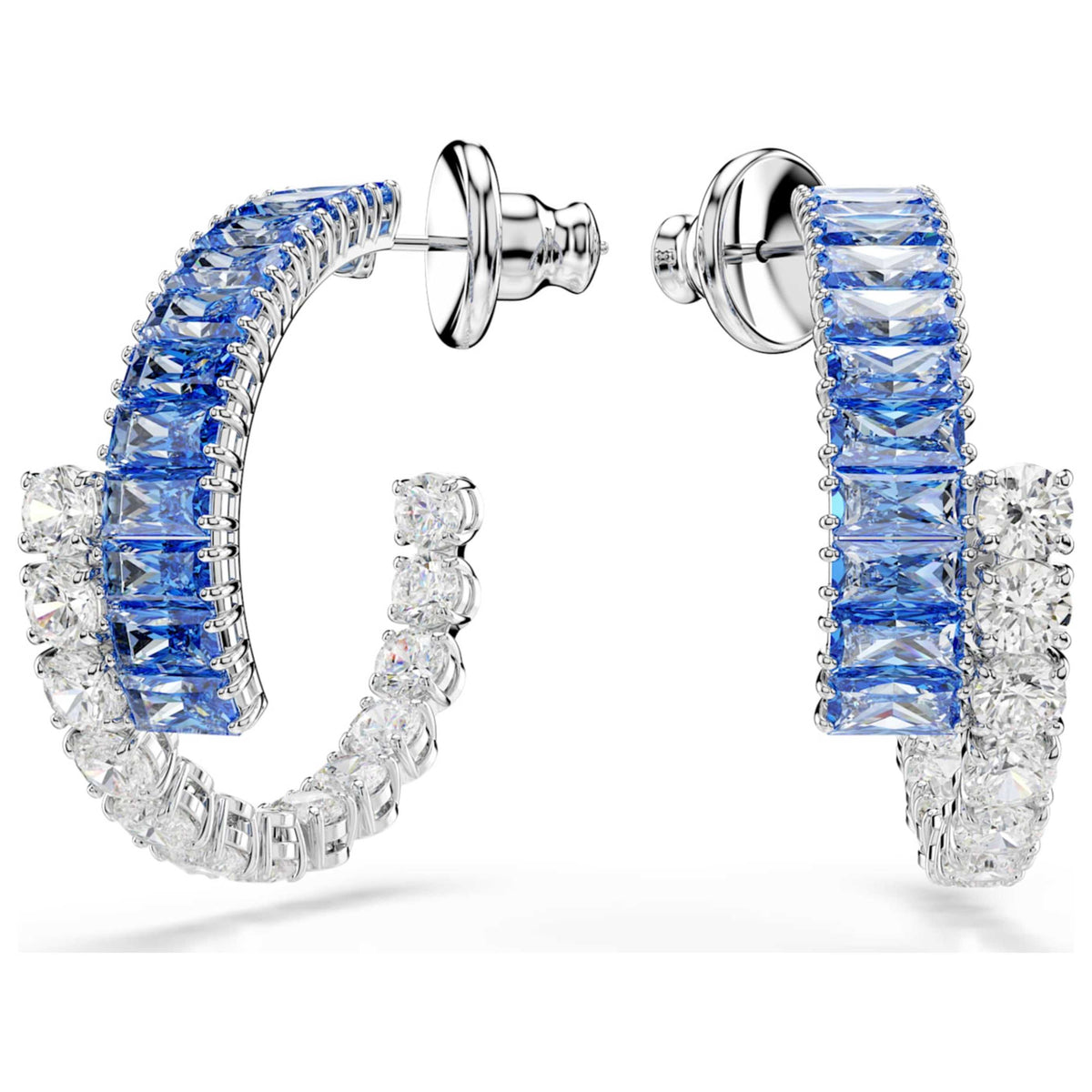 עגילי Matrix עם קריסטלים כחולים של Swarovski