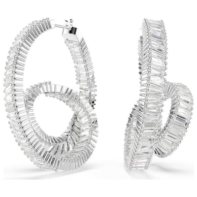עגילי Matrix עם קריסטלים לבנים של Swarovski