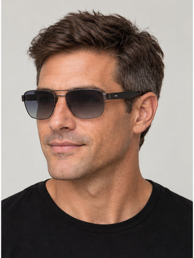 Hugo Boss Men's 60mm Black Dark Ruthenium Sunglasses BOSS1441OS-0ANS-WJ
