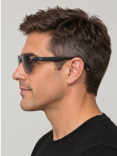 Hugo Boss Men's 60mm Black Dark Ruthenium Sunglasses BOSS1441OS-0ANS-WJ