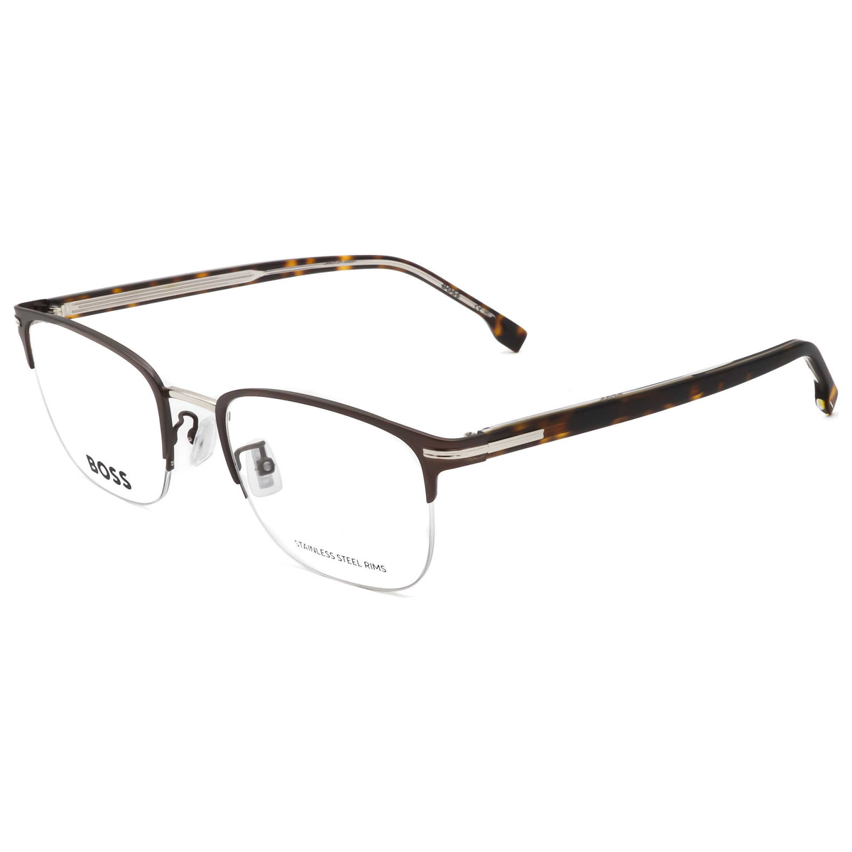 משקפי ראייה Hugo Boss דגם Boss1729 לגברים 53 מ״מ בצבע חום מט כסוף