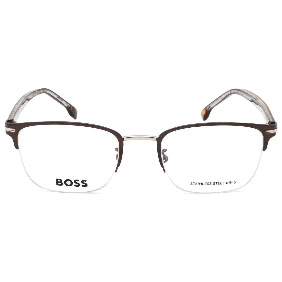 משקפי ראייה Hugo Boss דגם Boss1729 לגברים 53 מ״מ בצבע חום מט כסוף