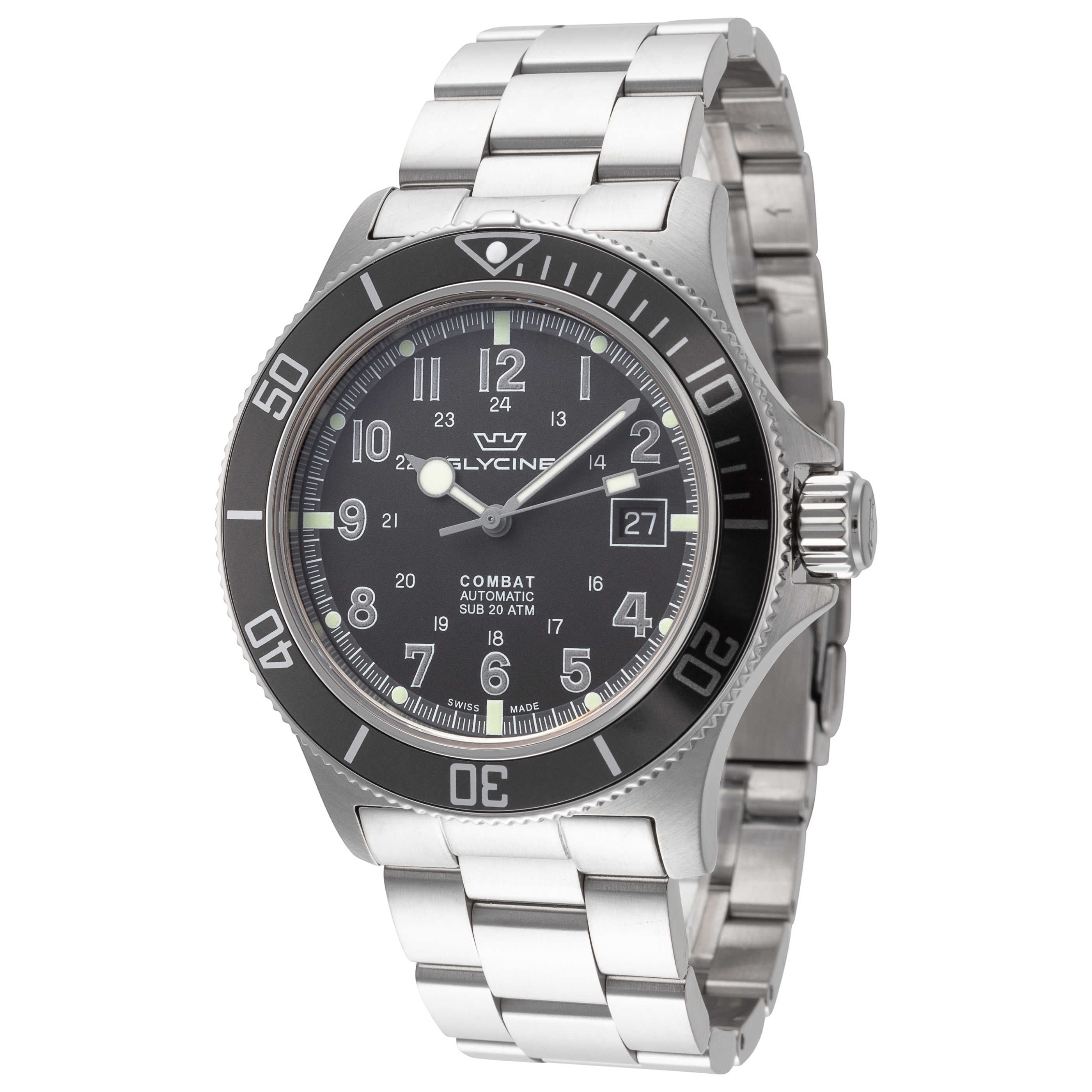 שעון לגבר Combat Sub של Glycine, אוטומטי, 42 מ״מ