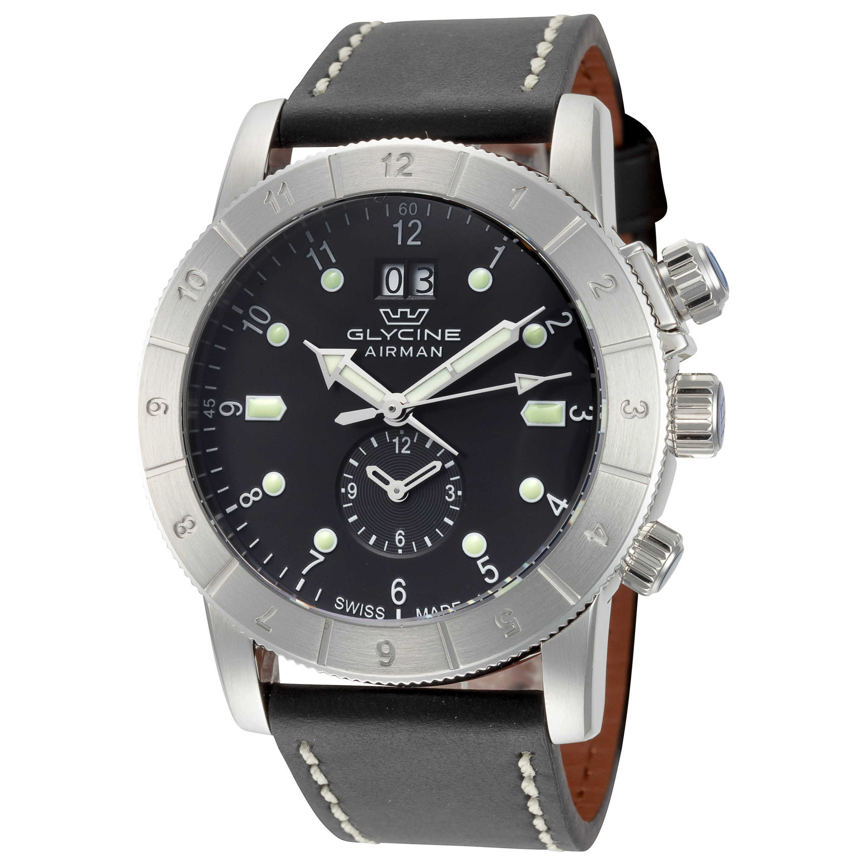 שעון Glycine דגם Airman Gmt לגברים 42 מ״מ GMT קוורץ
