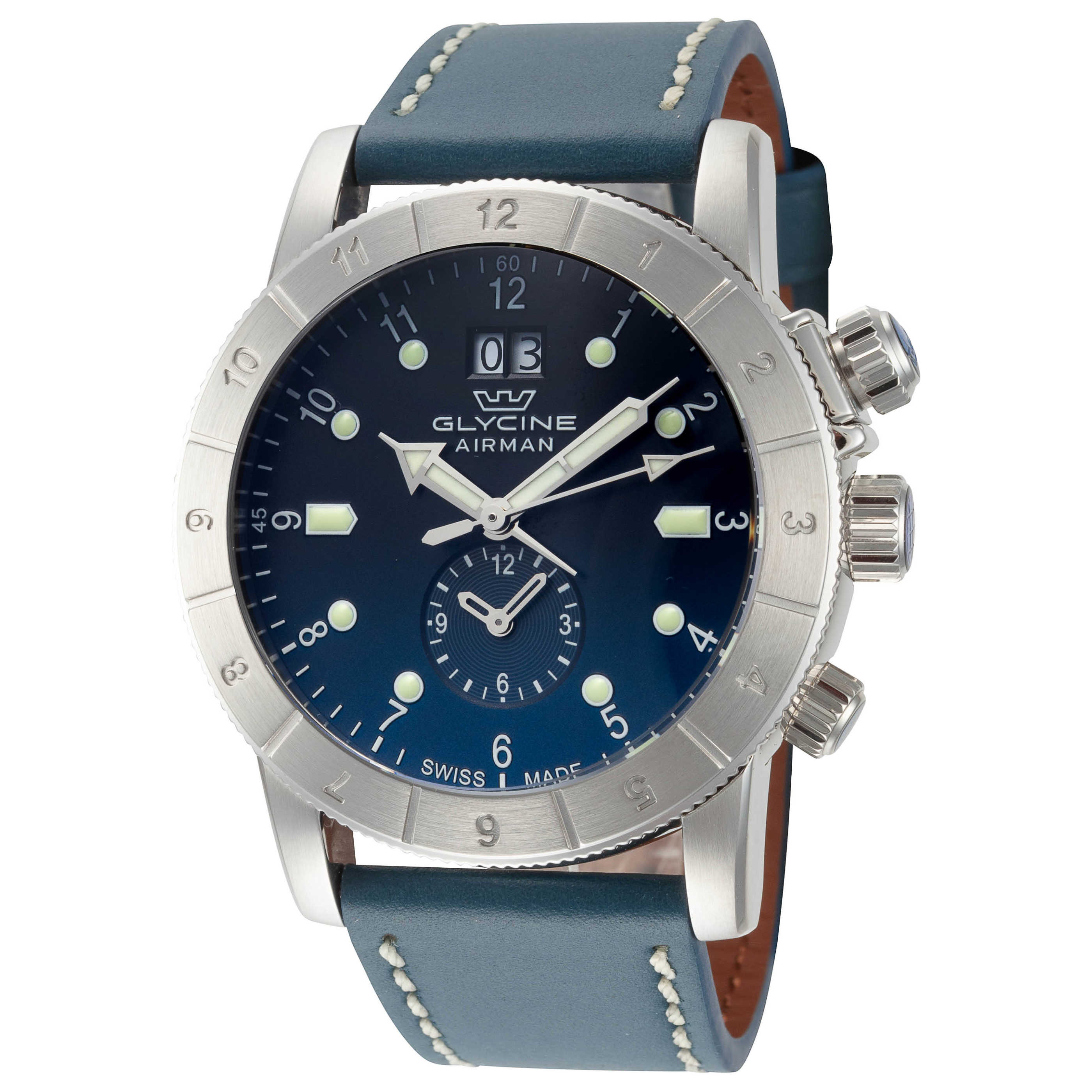 שעון Glycine דגם Airman Gmt לגברים 42 מ״מ GMT קוורץ