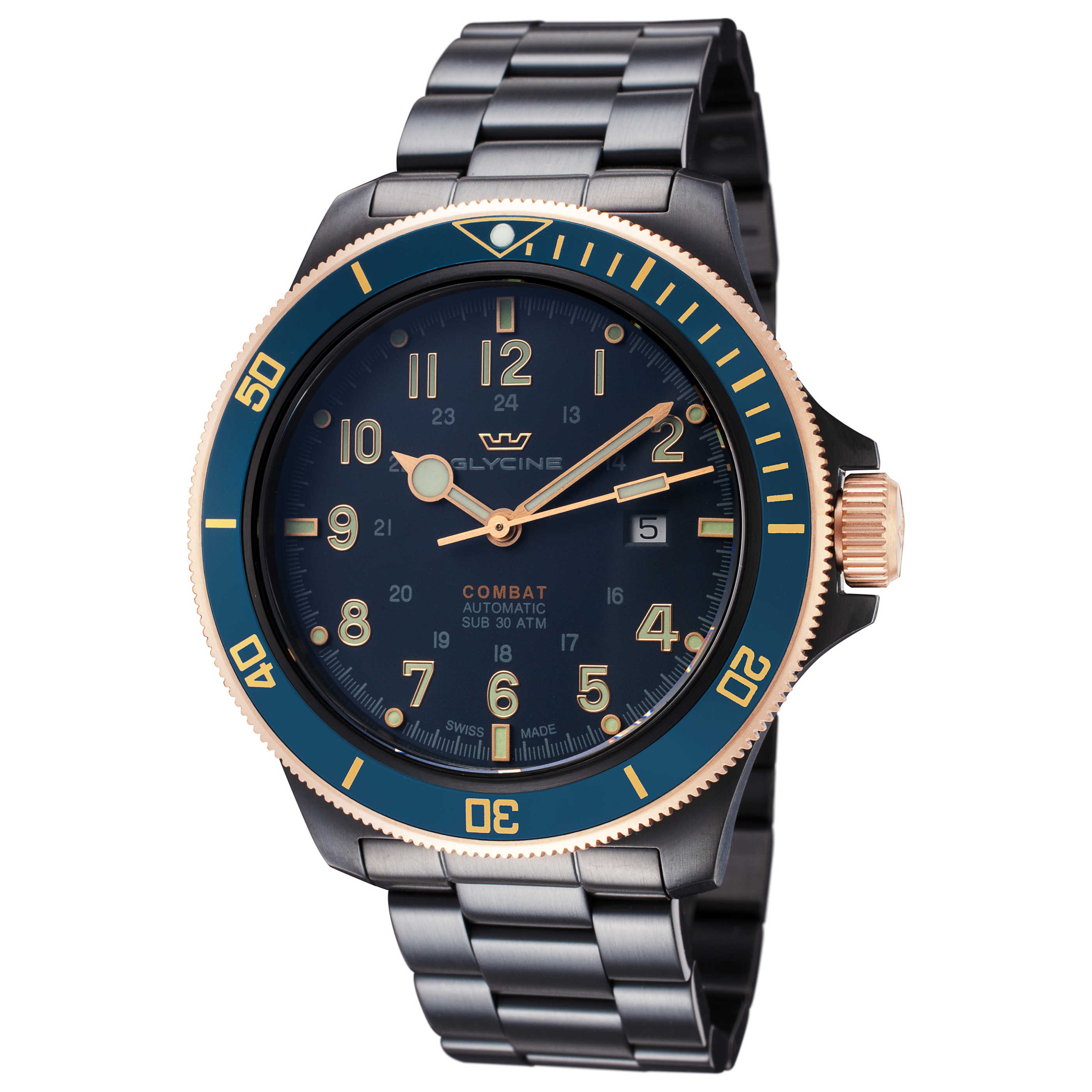 שעון לגבר Combat Sub 46 של Glycine, אוטומטי, 46 מ״מ