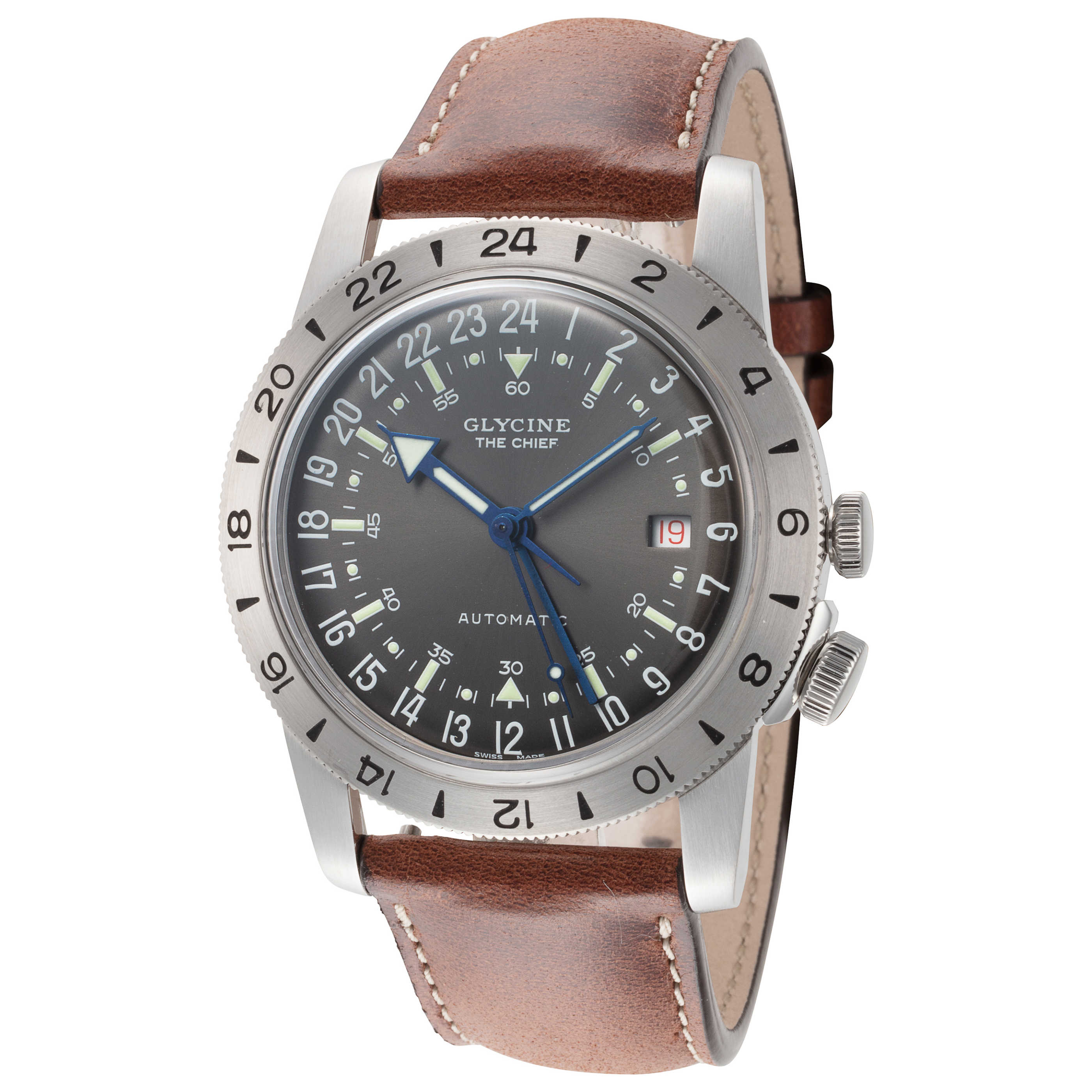 שעון Glycine דגם Airman Vintage Purist לגברים 40 מ״מ GMT אוטומטי