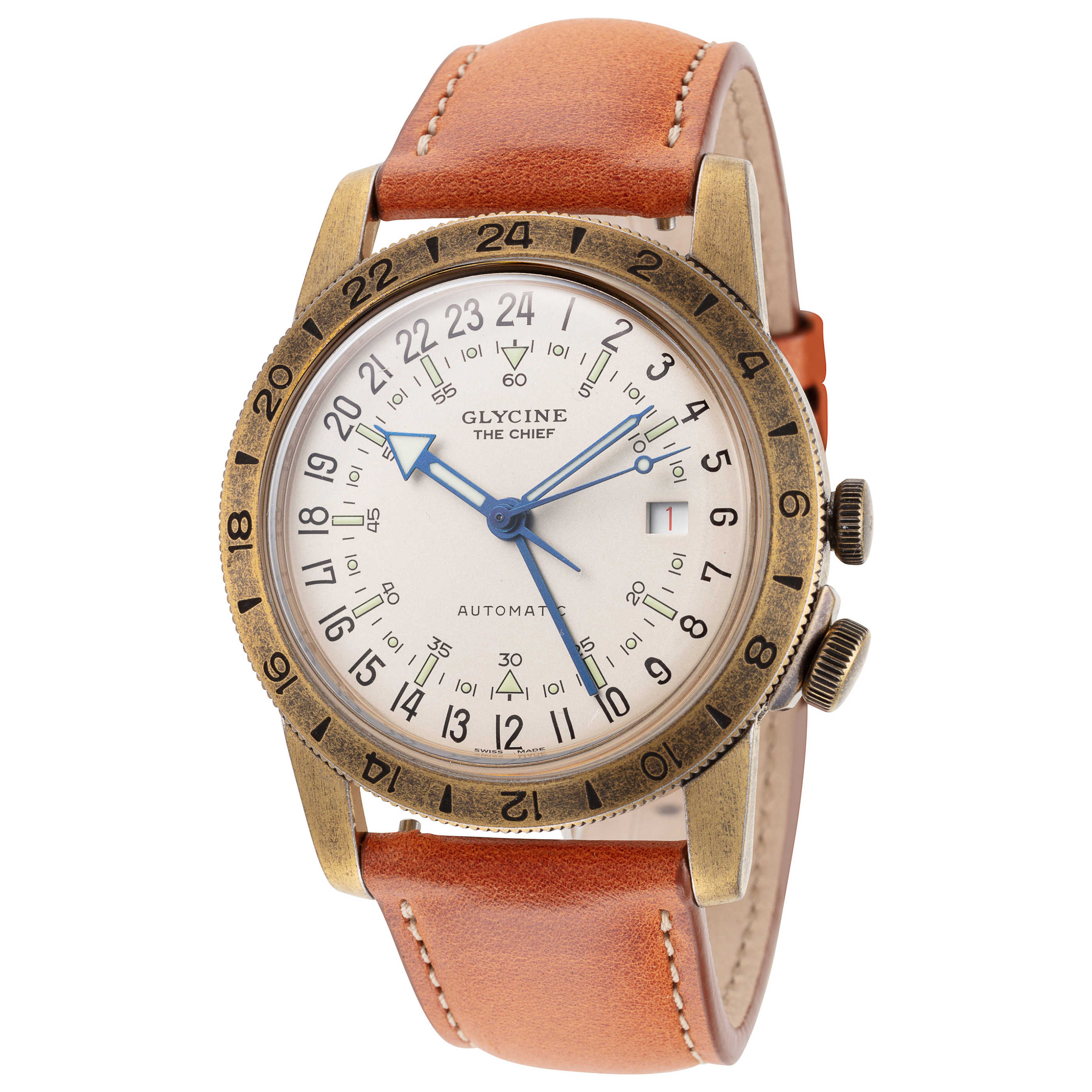 שעון Glycine דגם Airman The Chief Gmt לגברים 40 מ״מ GMT אוטומטי