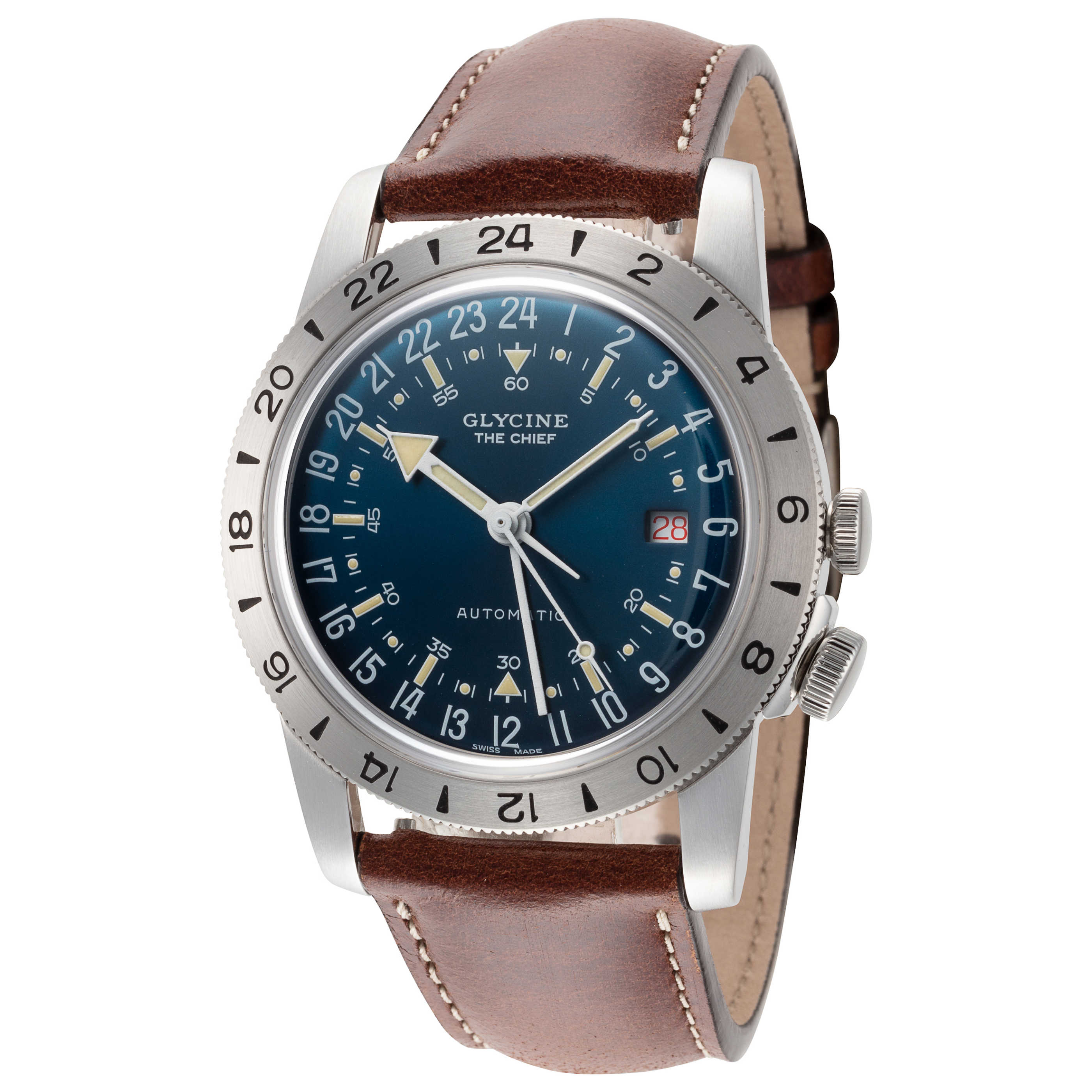 שעון Glycine דגם Airman Vintage Gmt לגברים 40 מ״מ GMT אוטומטי