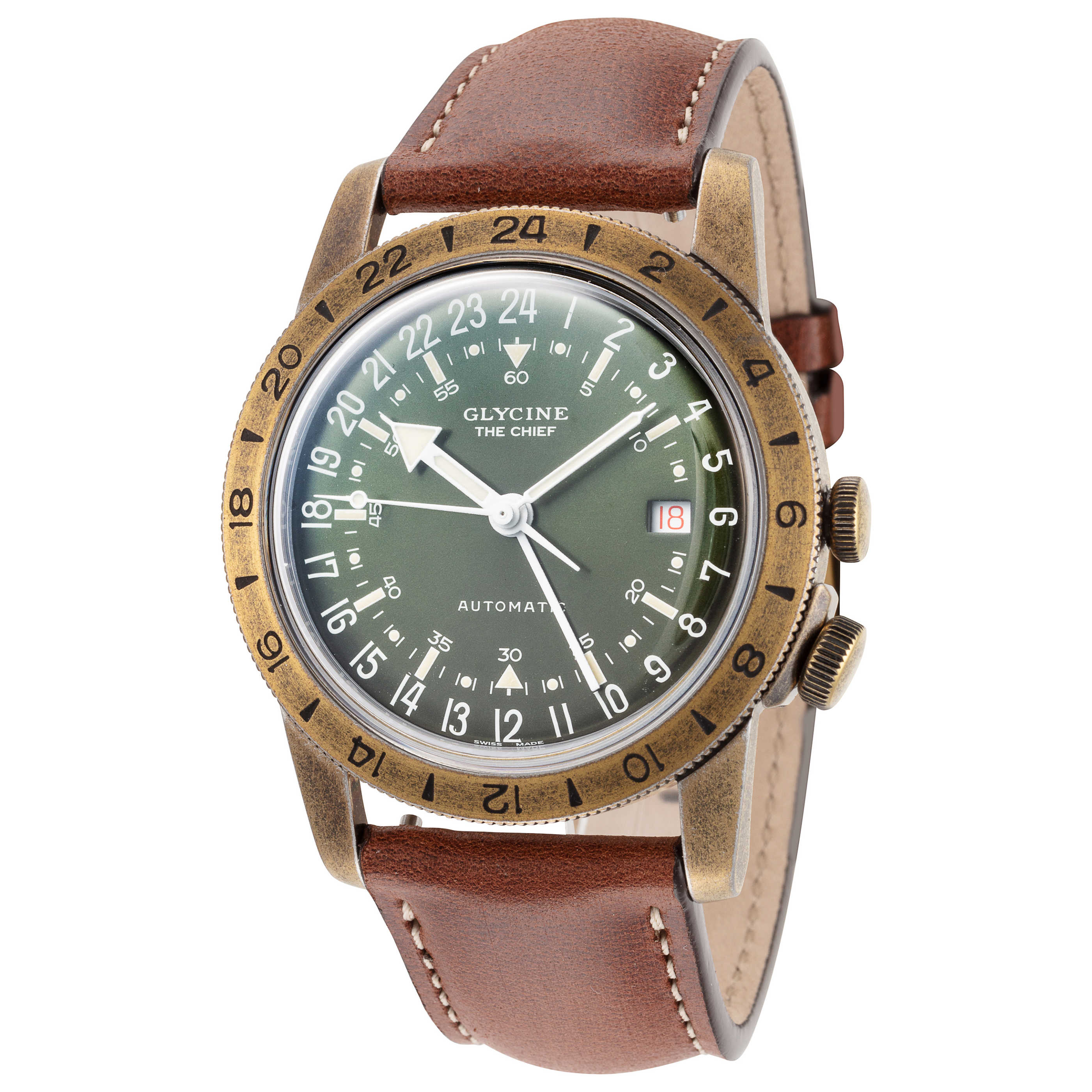 שעון Glycine דגם Airman The Chief Gmt לגברים 40 מ״מ GMT אוטומטי