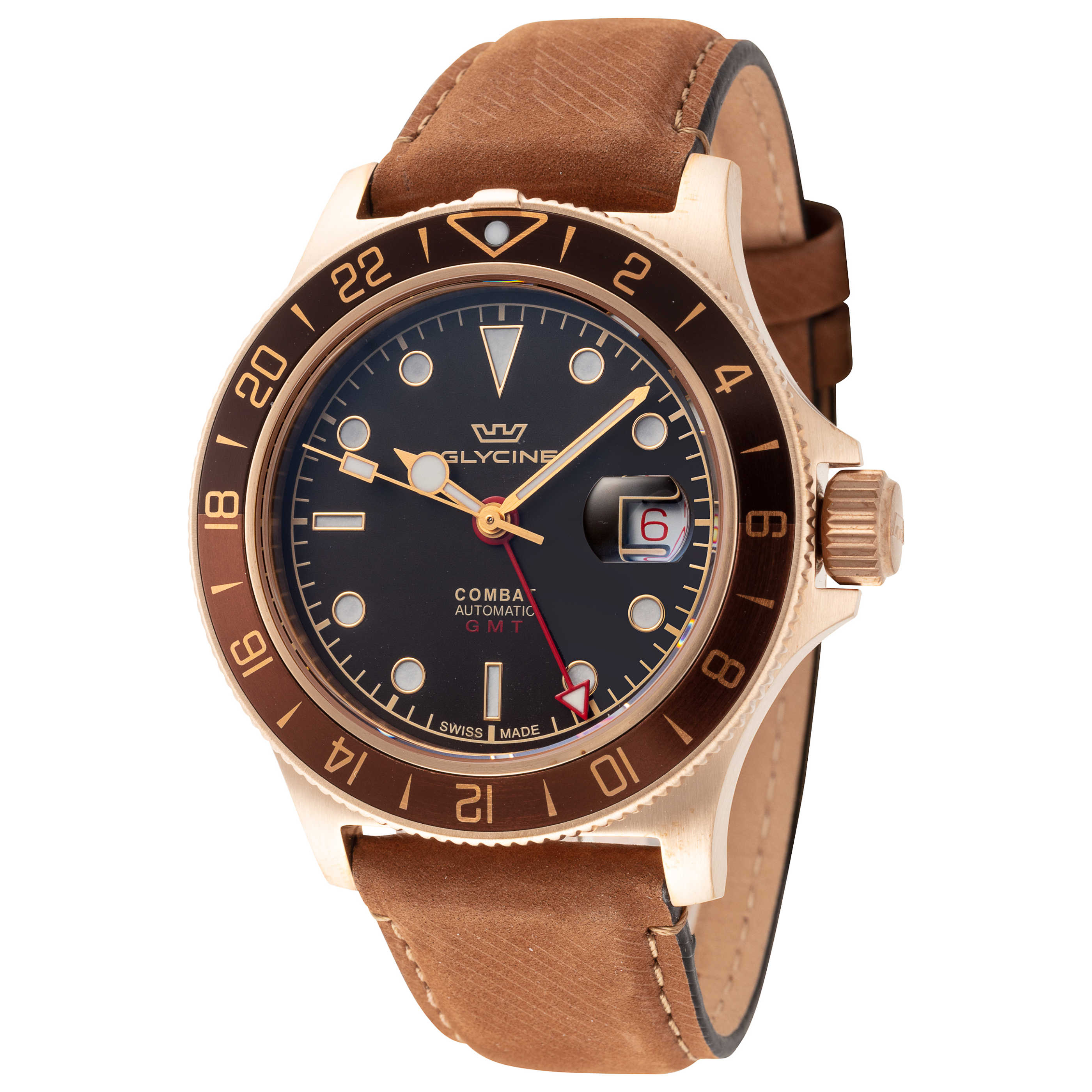 שעון לגבר Combat Sub Sport Bronze של Glycine, אוטומטי, 42 מ״מ