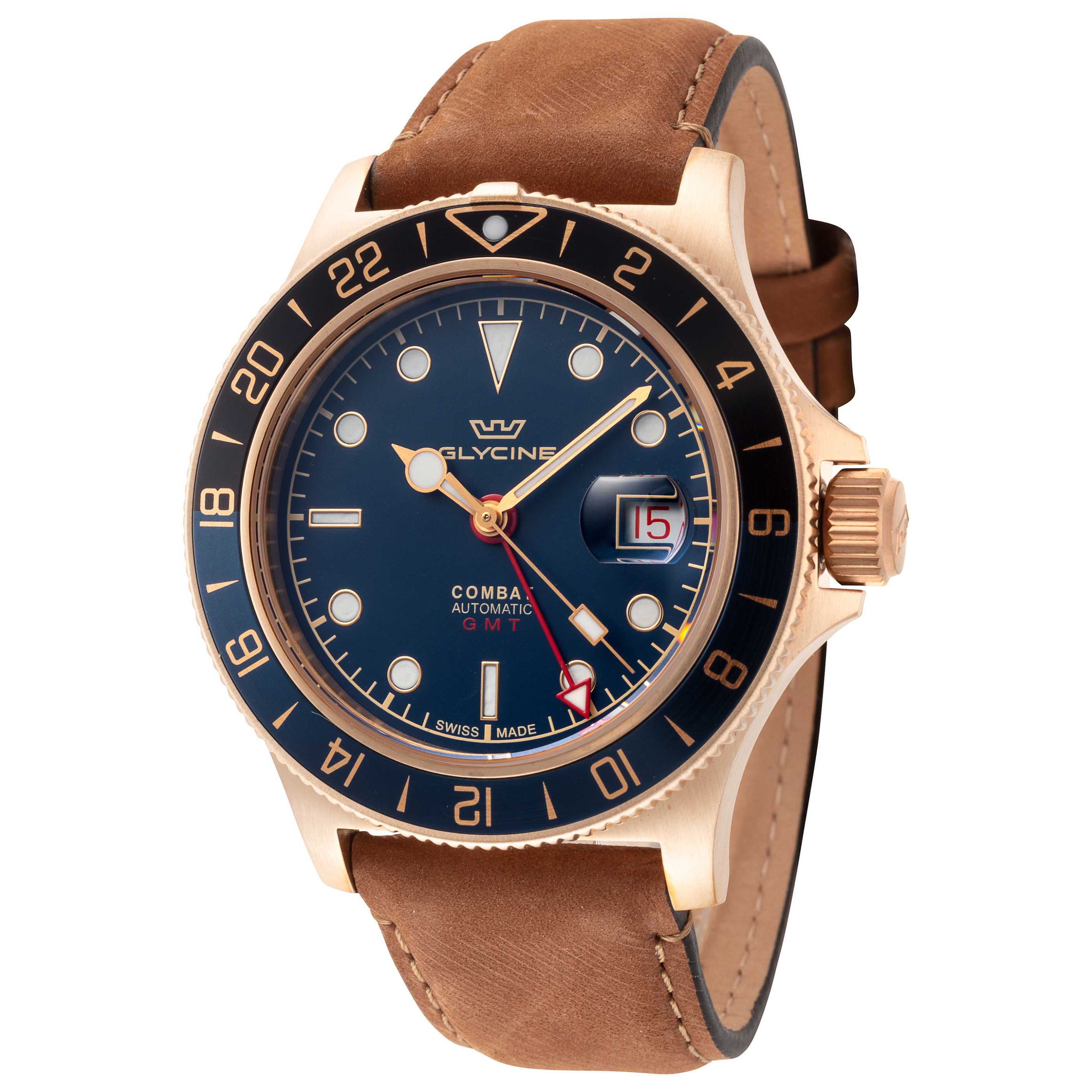 שעון לגבר Combat Sub Sport Bronze של Glycine, אוטומטי, 42 מ״מ