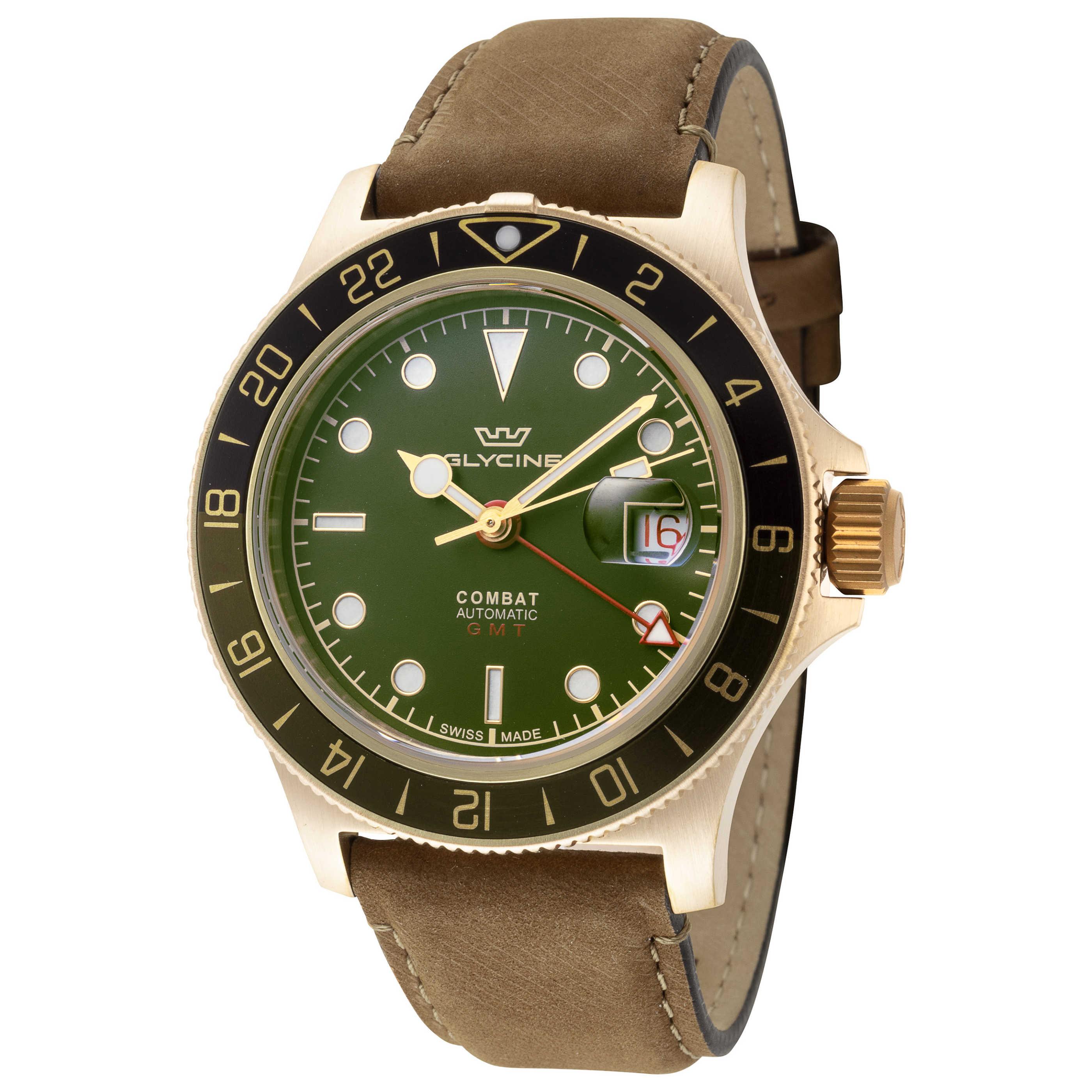 שעון לגבר Combat Sub Sport Bronze של Glycine, אוטומטי, 42 מ״מ