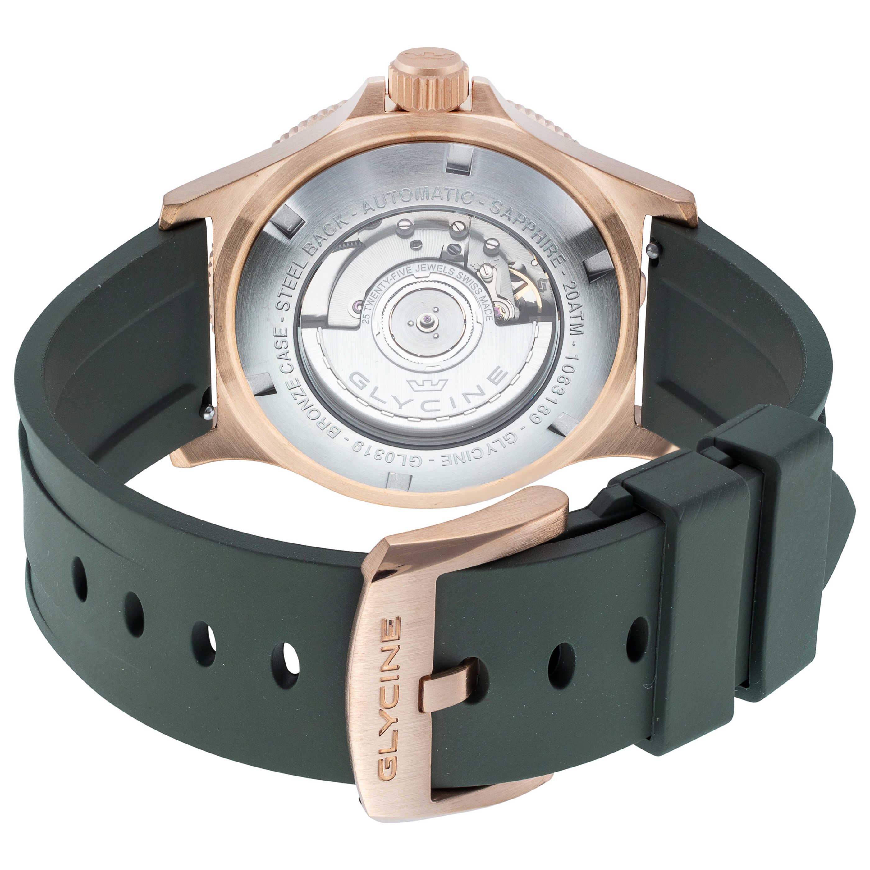 שעון לגבר Combat Sub Sport GMT Bronze של Glycine, אוטומטי, 42 מ״מ