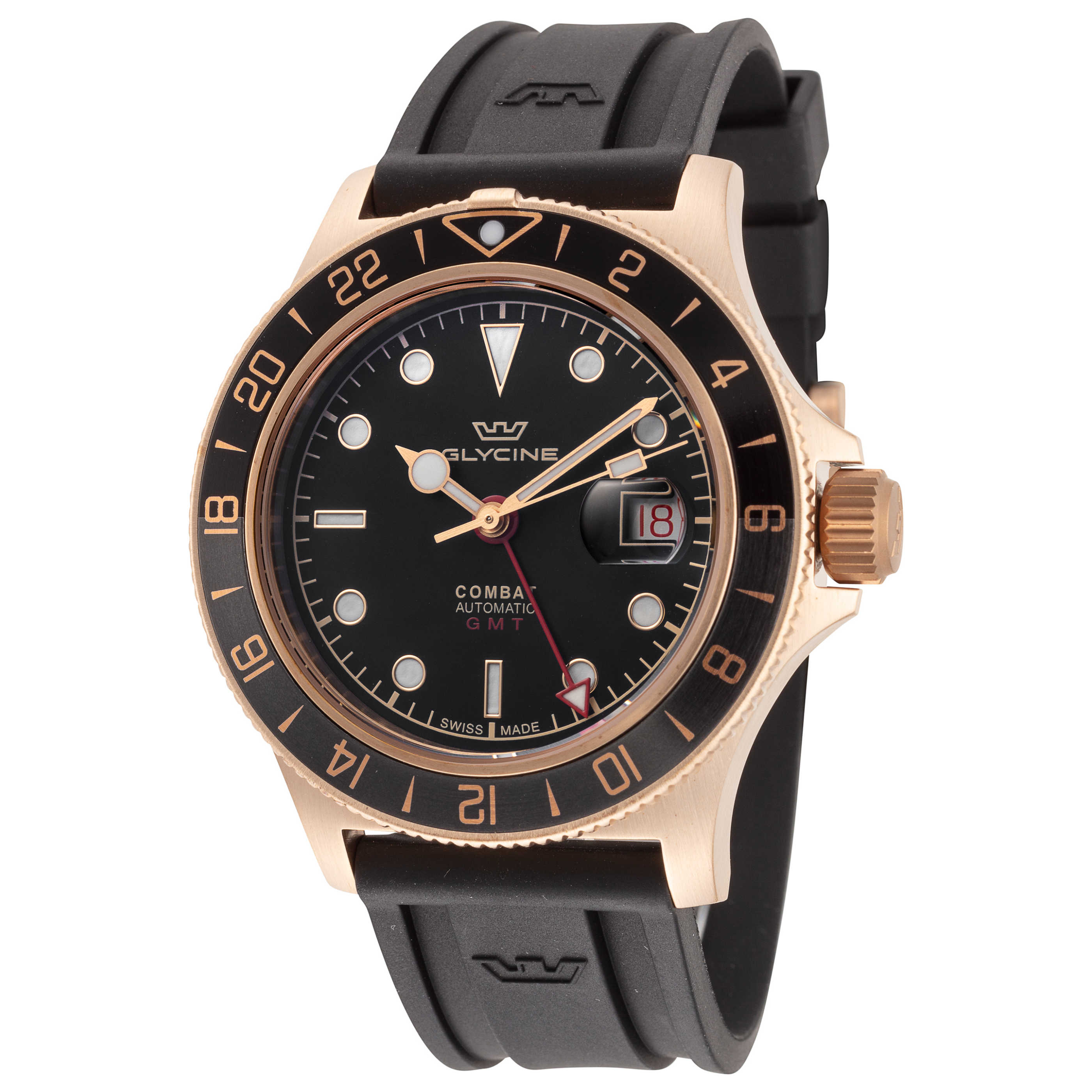 שעון לגבר Combat Sub Sport GMT Bronze של Glycine, אוטומטי, 42 מ״מ