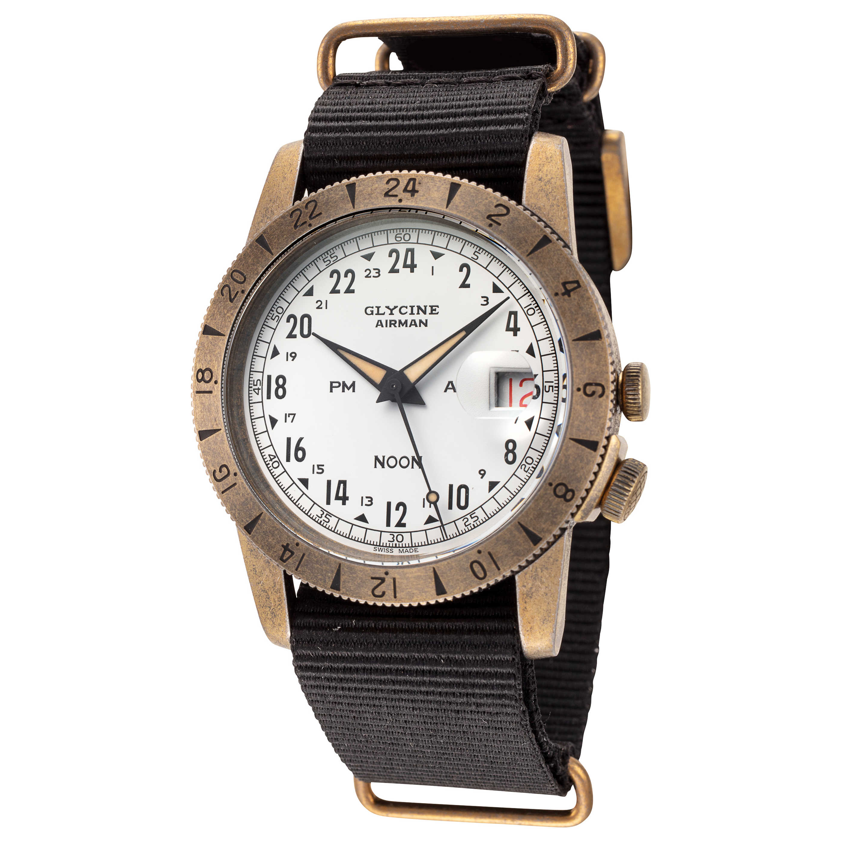 שעון Glycine דגם Airman Vintage Noon Purist לגברים 40 מ״מ אוטומטי