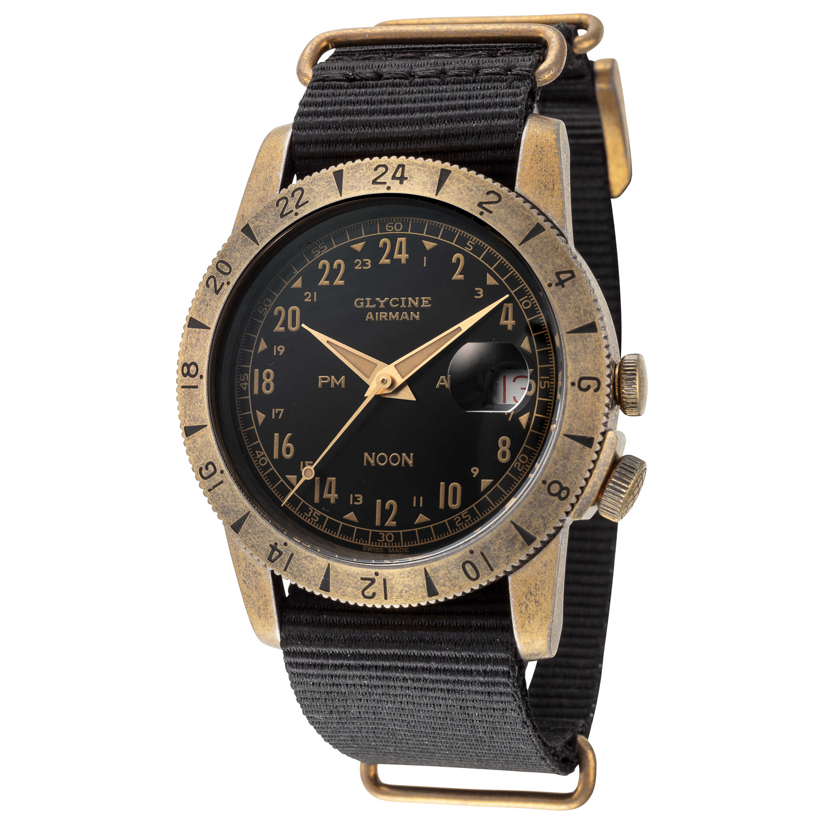 שעון Glycine דגם Airman Vintage Noon Purist לגברים 40 מ״מ אוטומטי