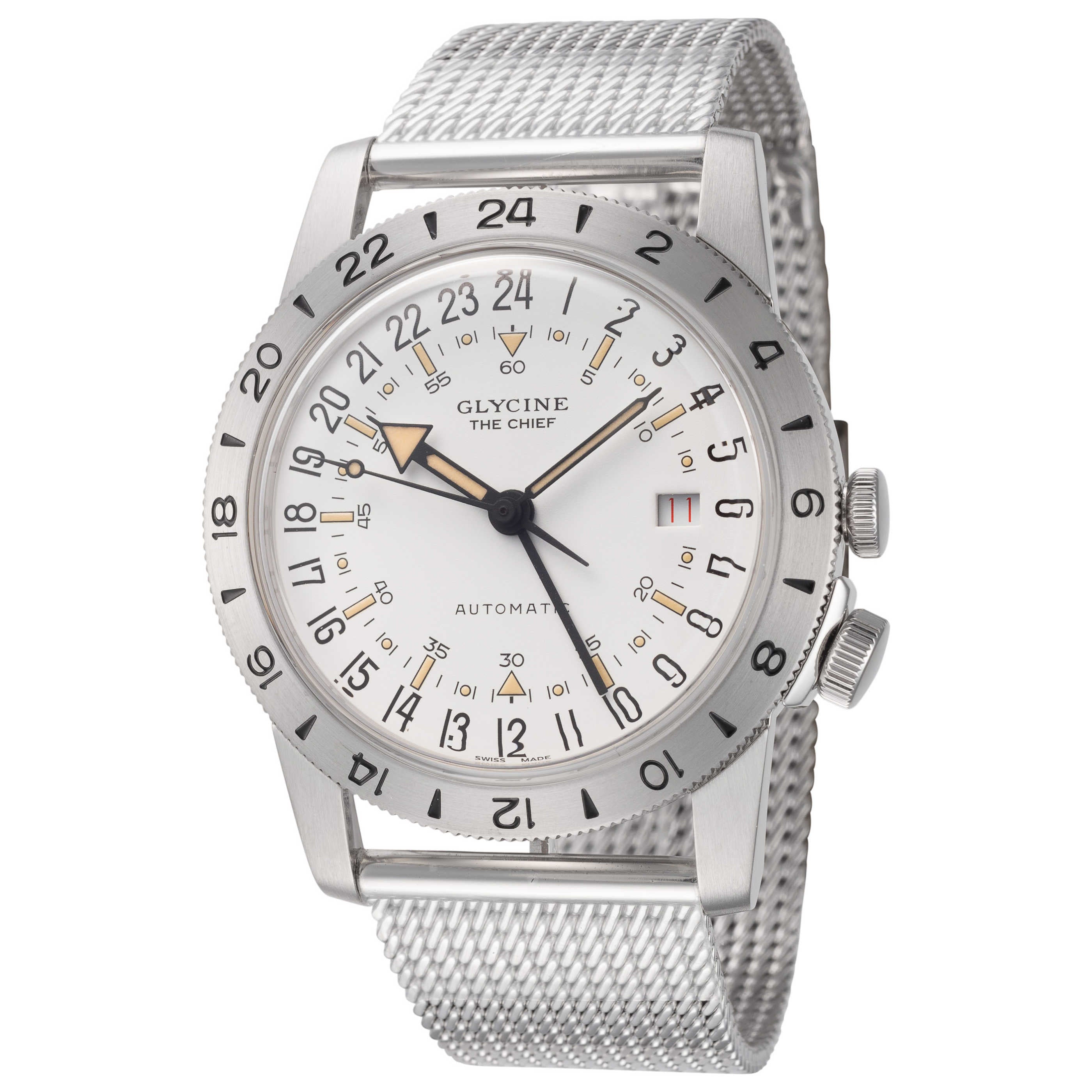 שעון Glycine דגם Airman The Chief Gmt לגברים 40 מ״מ GMT אוטומטי