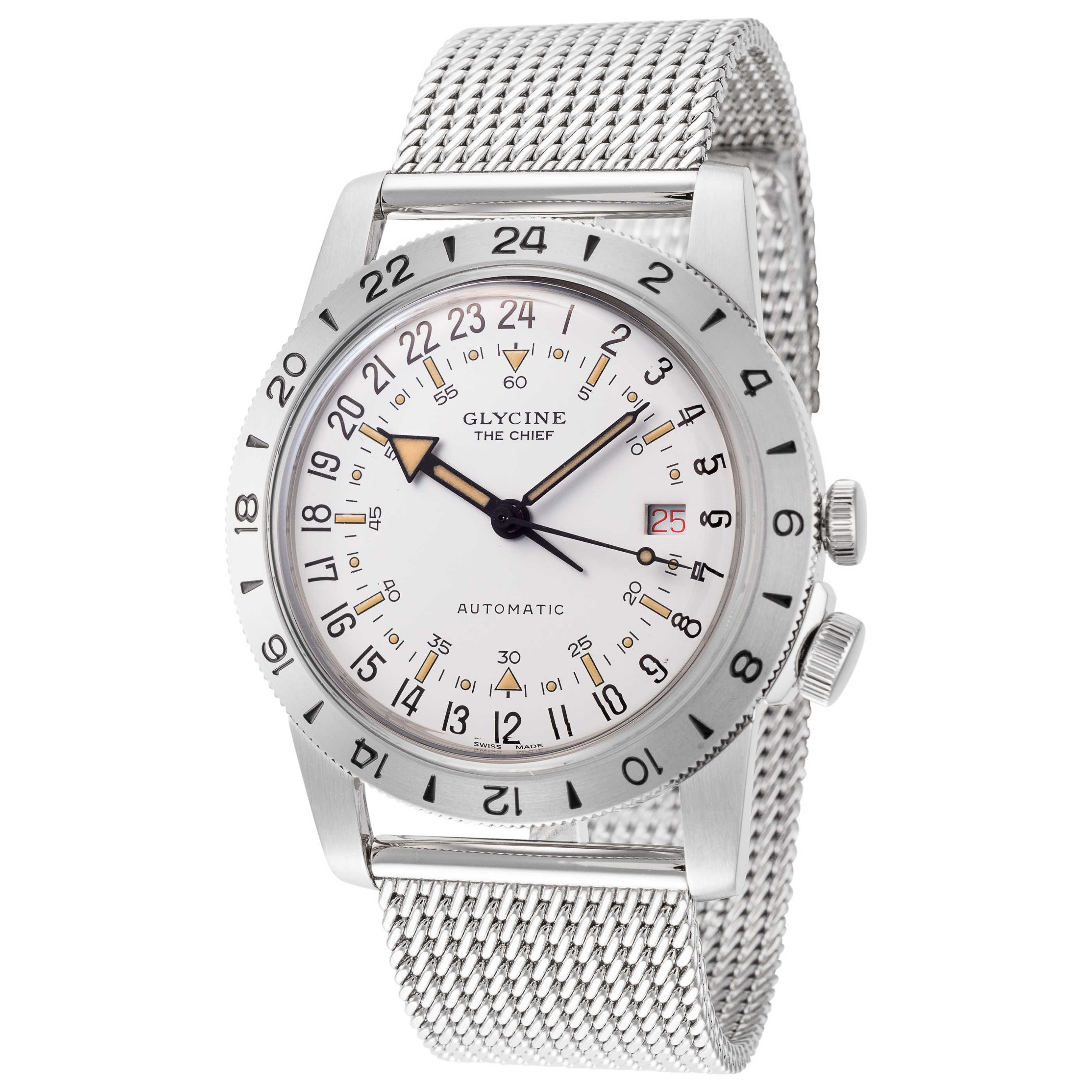 שעון Glycine דגם Vintage The Chief לגברים 40 מ״מ GMT אוטומטי