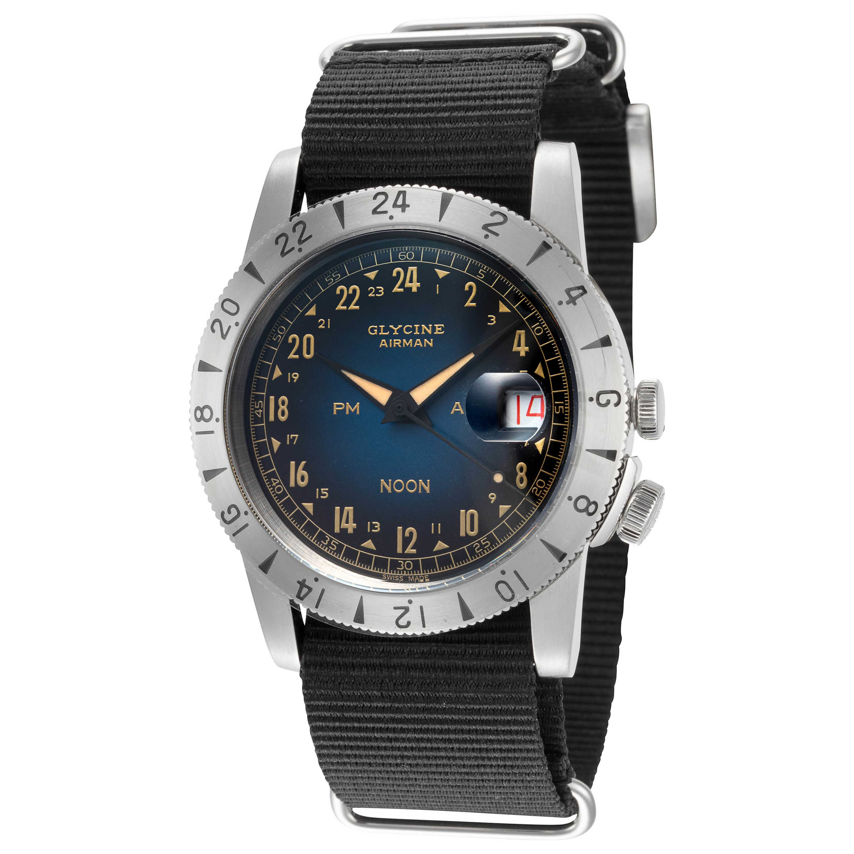 שעון Glycine דגם Airman Vintage Noon Purist לגברים 40 מ״מ אוטומטי
