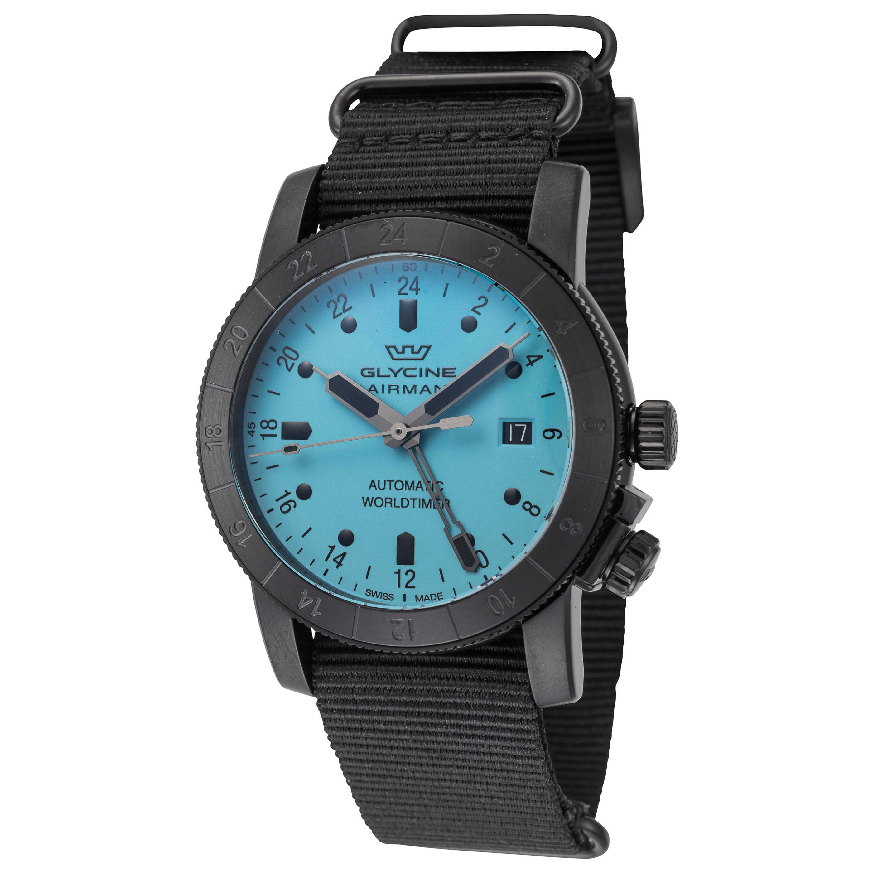 שעון לגבר Airman Contemporary GMT של Glycine, אוטומטי, 42 מ״מ