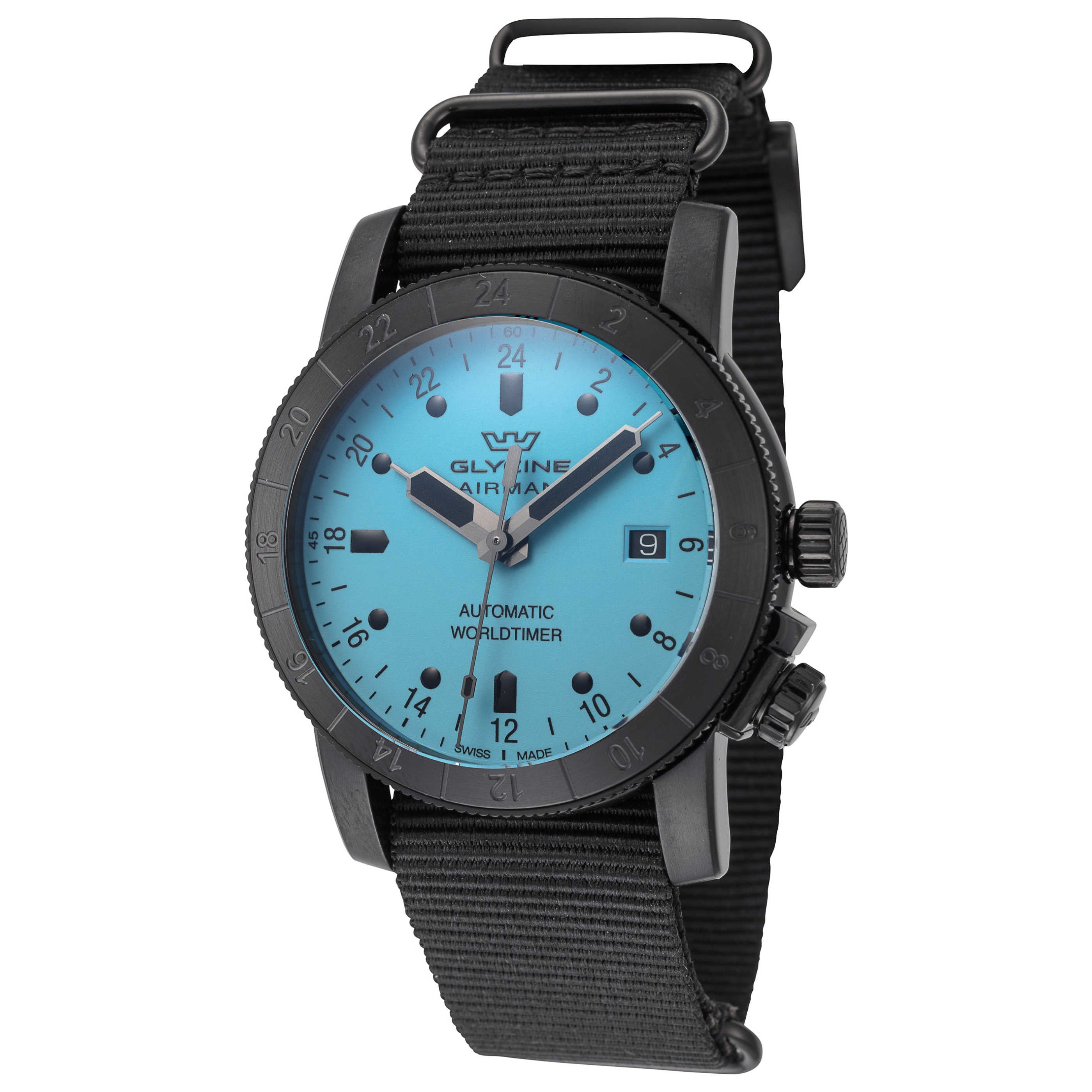 שעון לגבר Airman Contemporary Purist GMT של Glycine, אוטומטי, 42 מ״מ