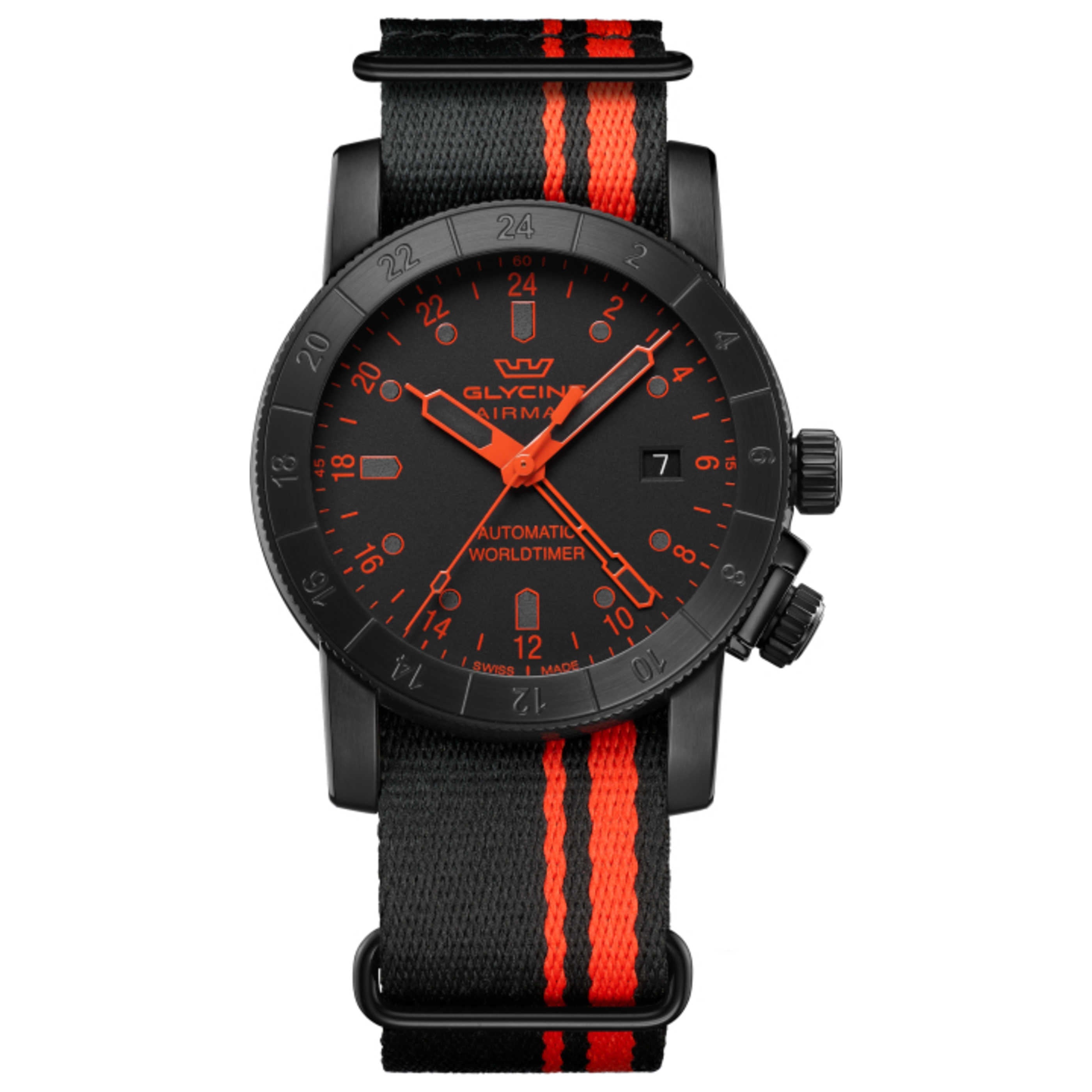 שעון לגבר Airman Contemporary GMT של Glycine, אוטומטי, 42 מ״מ
