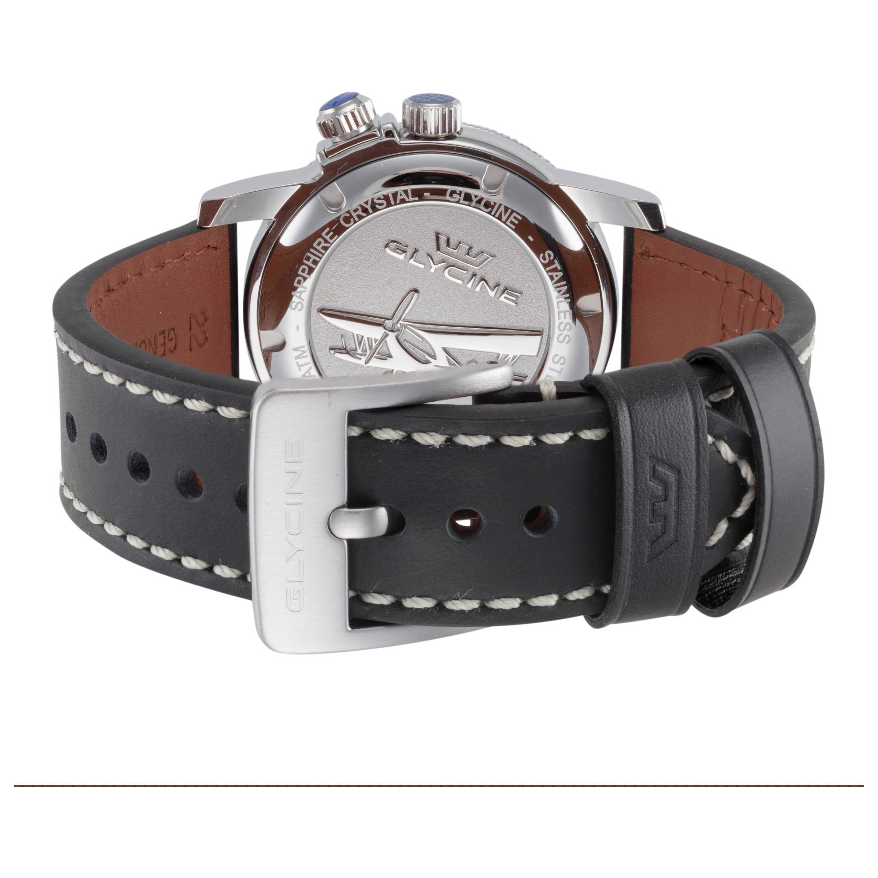 שעון לגבר Airman Worldtimer של Glycine, קוורץ, 42 מ״מ
