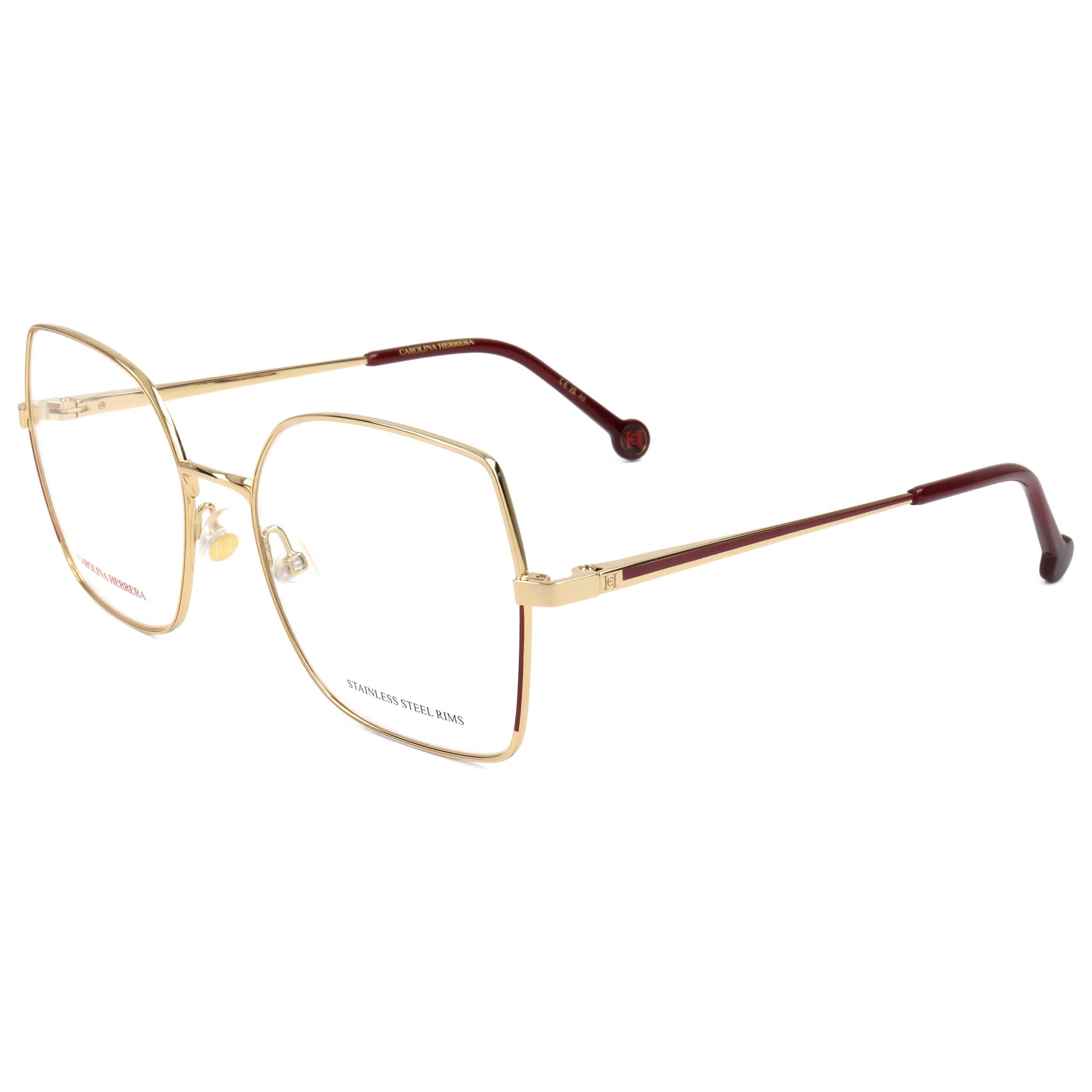משקפי ראייה Carolina Herrera דגם Her0206 לנשים 55 מ״מ בצבע בורדו זהב