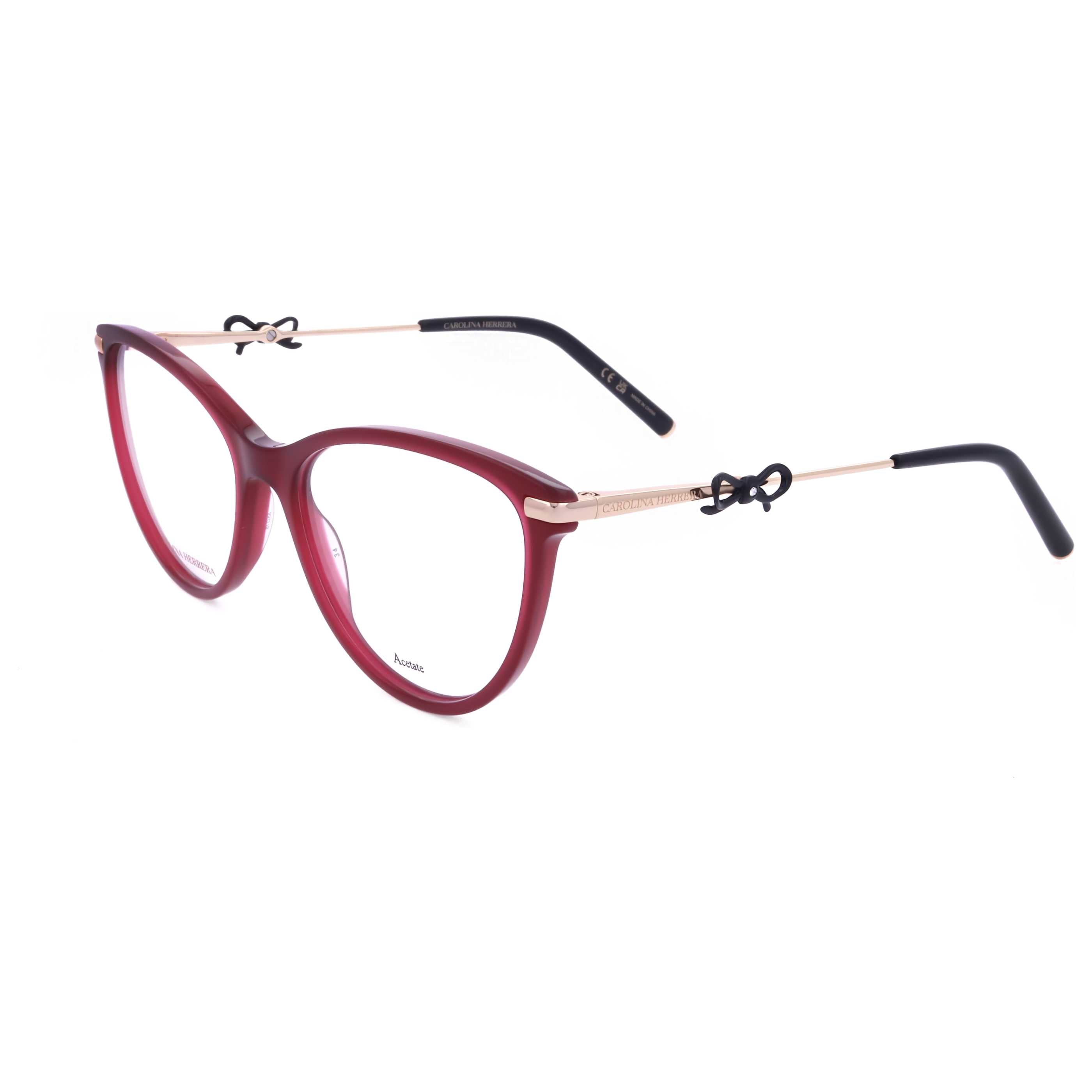 משקפי ראייה Carolina Herrera דגם Her0219 לנשים 55 מ״מ בצבע בורדו זהב