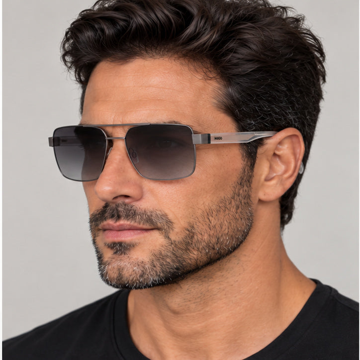 משקפי שמש Hugo Boss דגם HG1313-S-R81-56 לגברים 56 מ״מ בצבע Matte Ruthenium