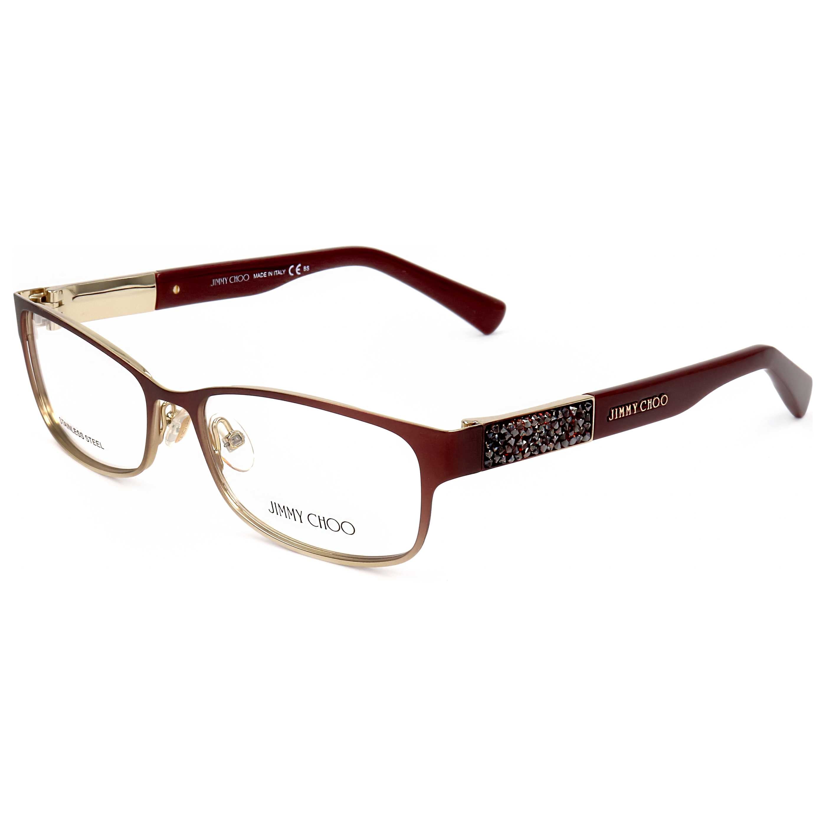 משקפי ראייה Jimmy Choo דגם Jc124 לנשים 54 מ״מ בצבע מט Opal Burgundy