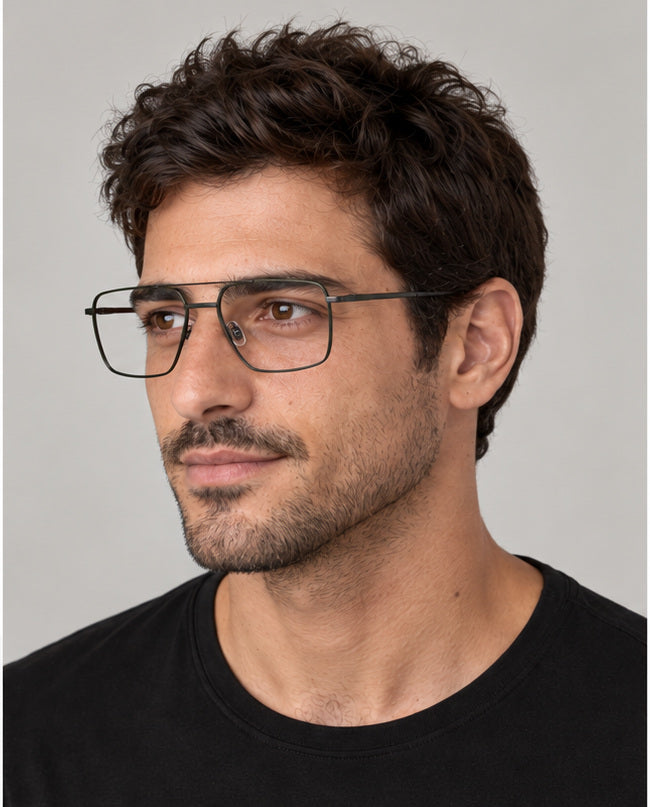 משקפי ראייה Karl Lagerfeld דגם KL357N-305-56 לגברים 56 מ״מ בצבע Khaki Gunmetal
