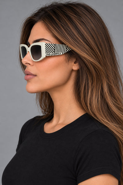 משקפי שמש Karl Lagerfeld דגם KL6183S-105-53 לנשים 53 מ״מ בצבע לבן