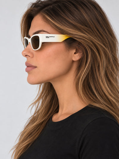 משקפי שמש Karl Lagerfeld דגם KLJ6168S-105-52 יוניסקס 52 מ״מ בצבע Shiny White