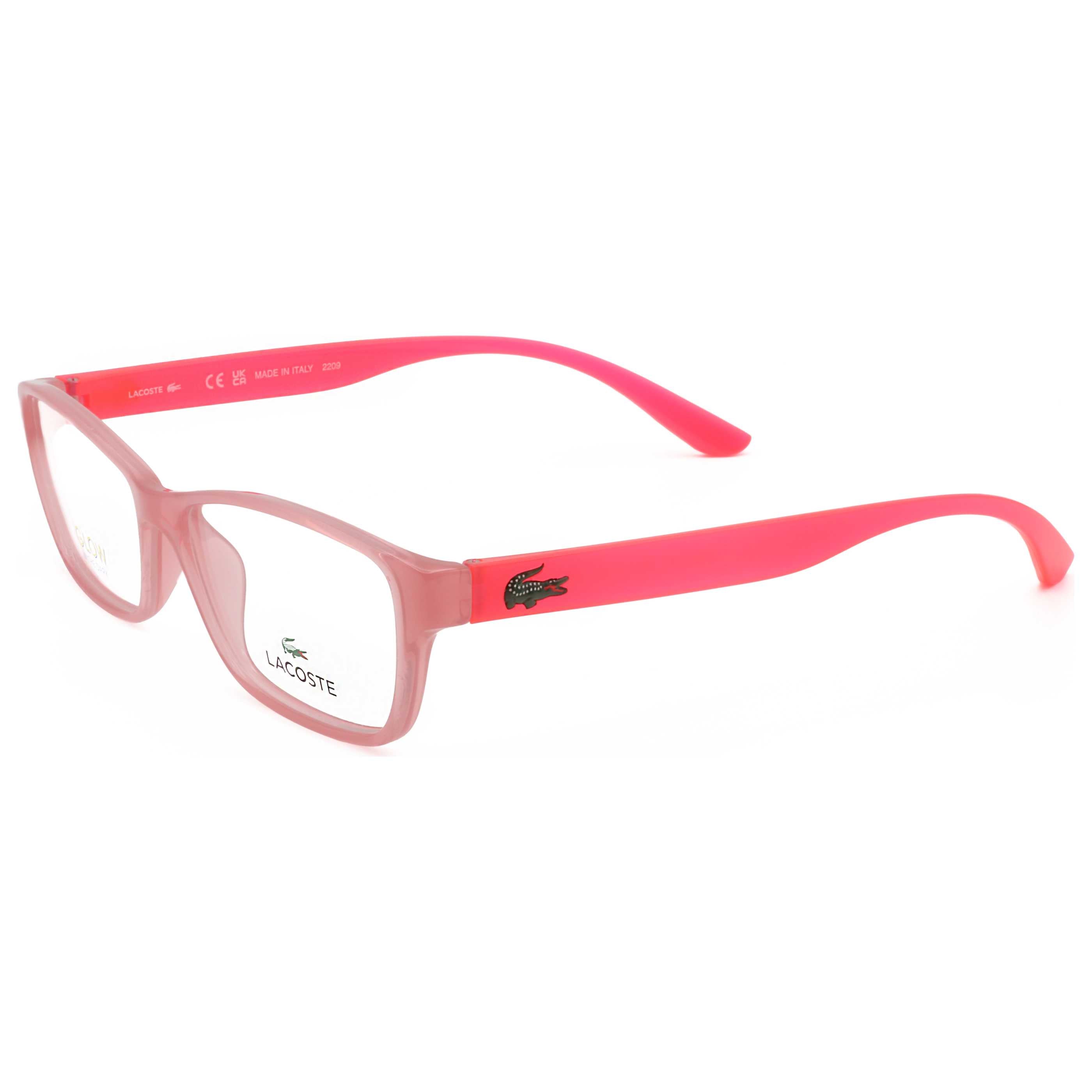 משקפי ראייה Lacoste דגם L3803Bmi יוניסקס 51 מ״מ בצבע ורוד עם זרועות זרחניות