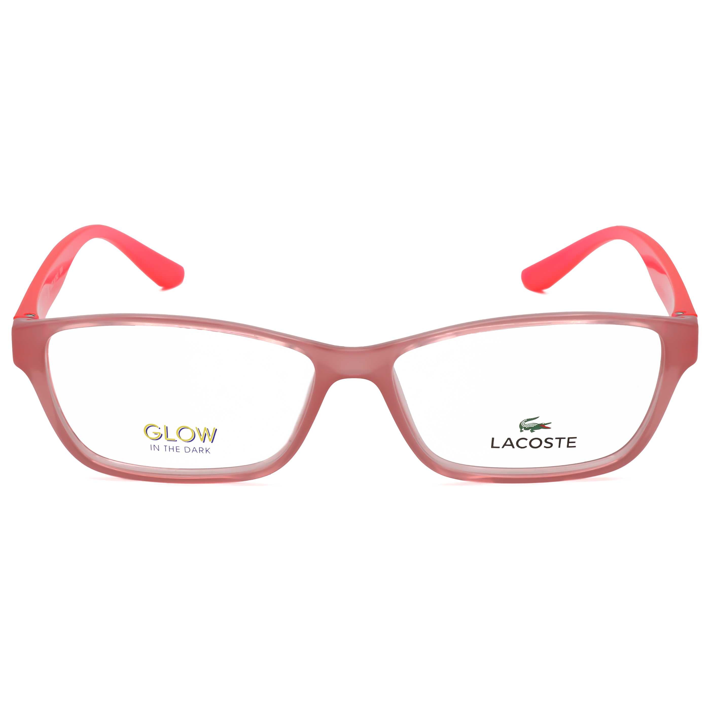 משקפי ראייה Lacoste דגם L3803Bmi יוניסקס 51 מ״מ בצבע ורוד עם זרועות זרחניות