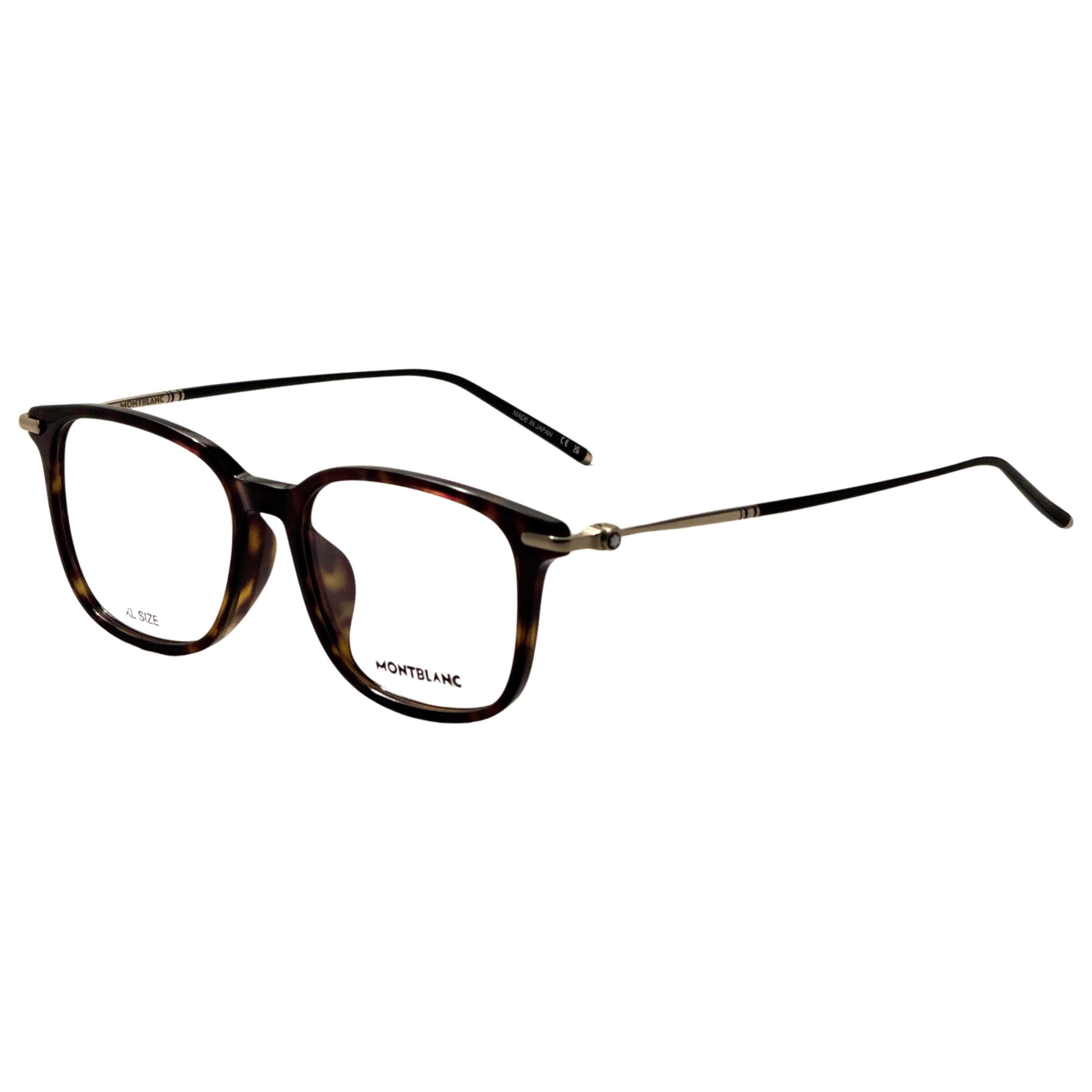 משקפי ראייה Montblanc דגם Mb0413Oa לגברים 54 מ״מ בצבע הוואנה זהב