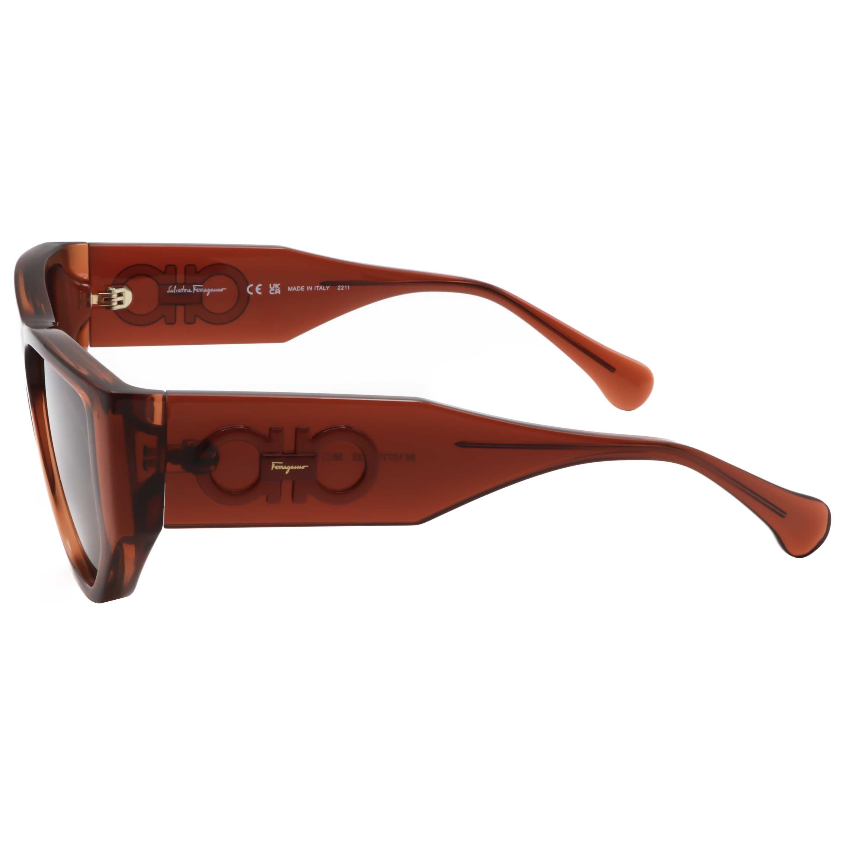 משקפי שמש Ferragamo דגם Sf1077S יוניסקס 56 מ״מ בצבע שקוף חום