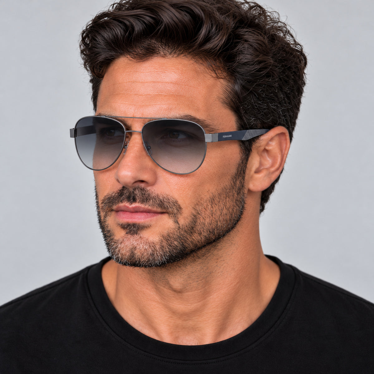 משקפי שמש Ferragamo דגם SF275SN-071-62 לגברים 62 מ״מ בצבע מט כהה Ruthenium