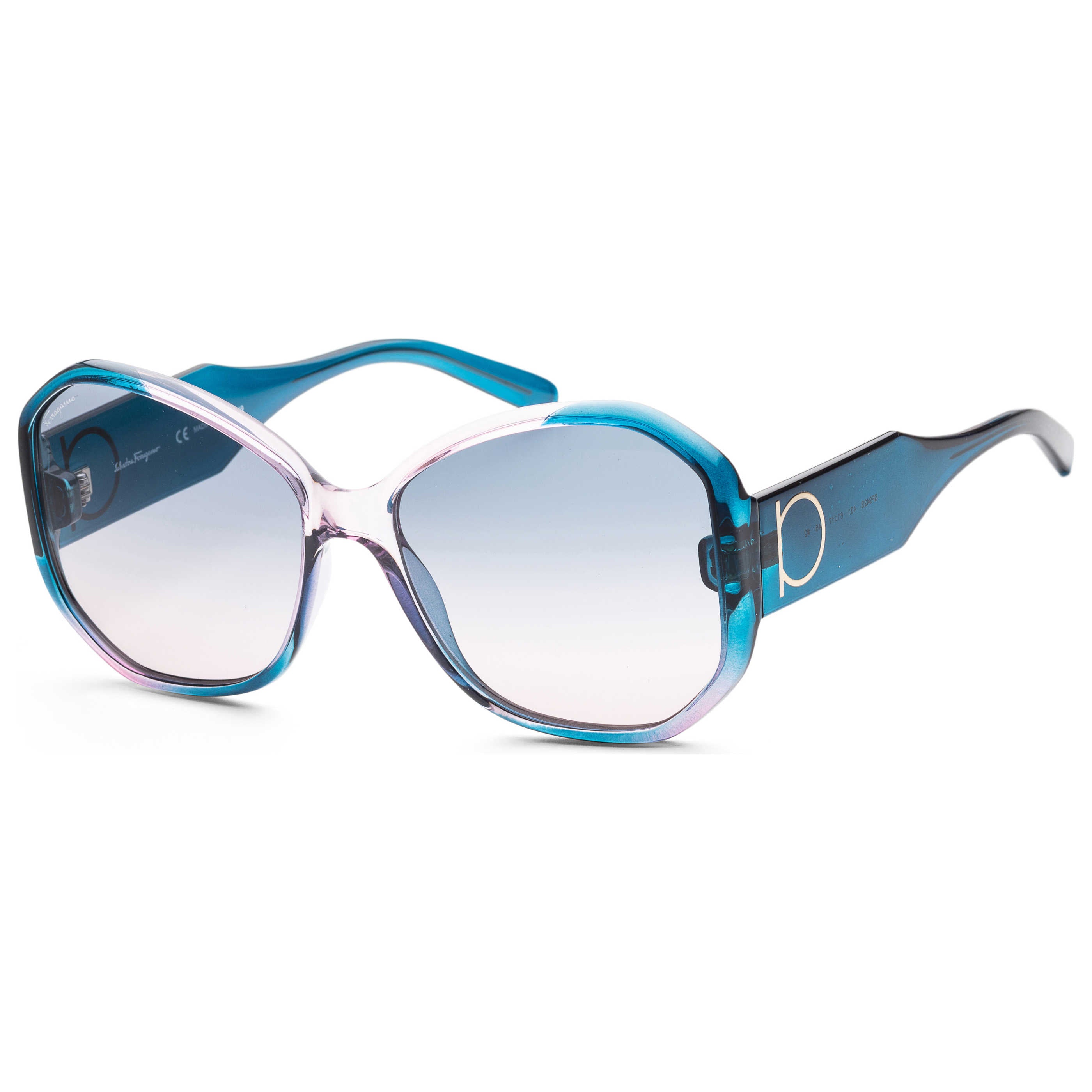 משקפי שמש Ferragamo דגם Sf942S לנשים 61 מ״מ בצבע כחול ורוד עתיק מדורג