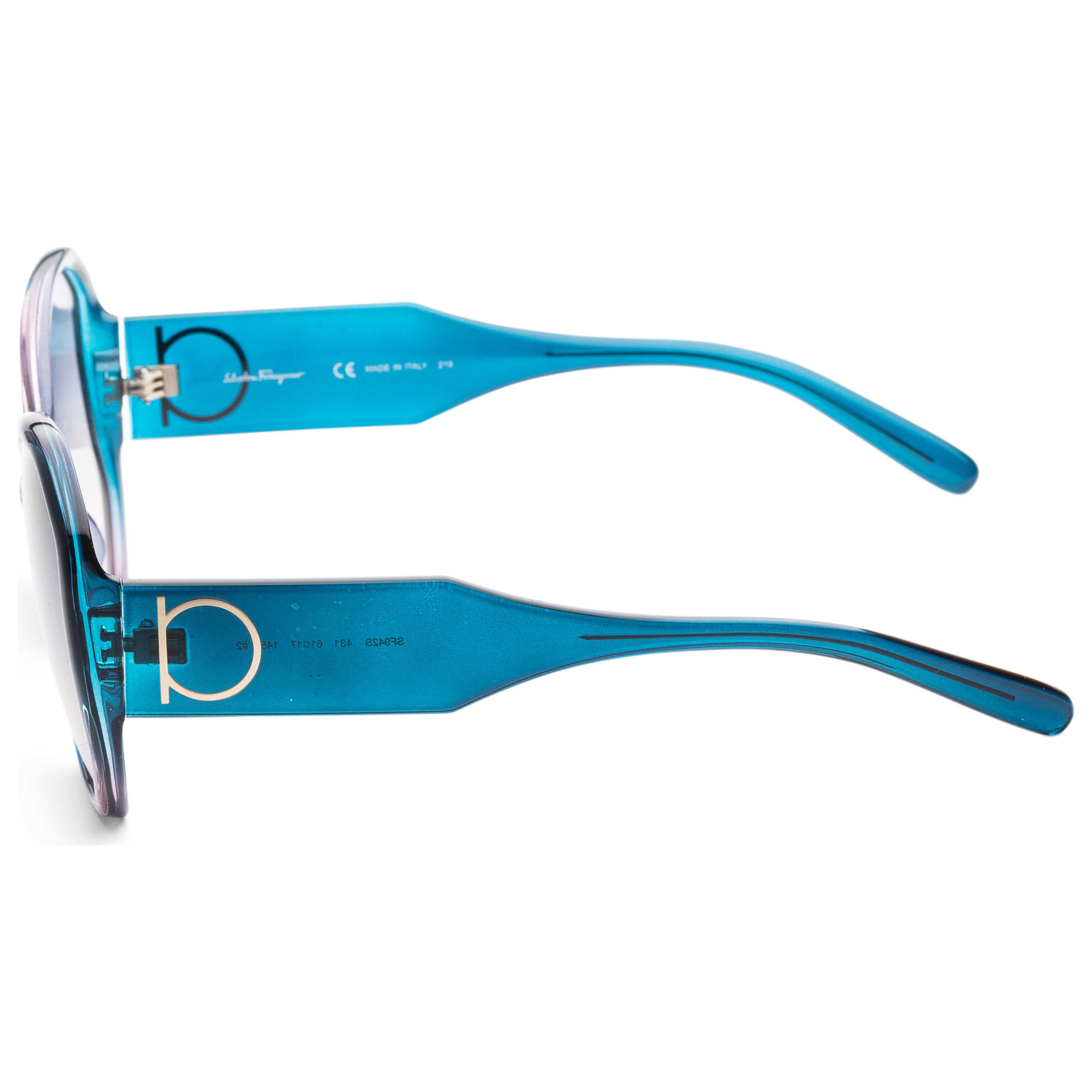 משקפי שמש Ferragamo דגם Sf942S לנשים 61 מ״מ בצבע כחול ורוד עתיק מדורג
