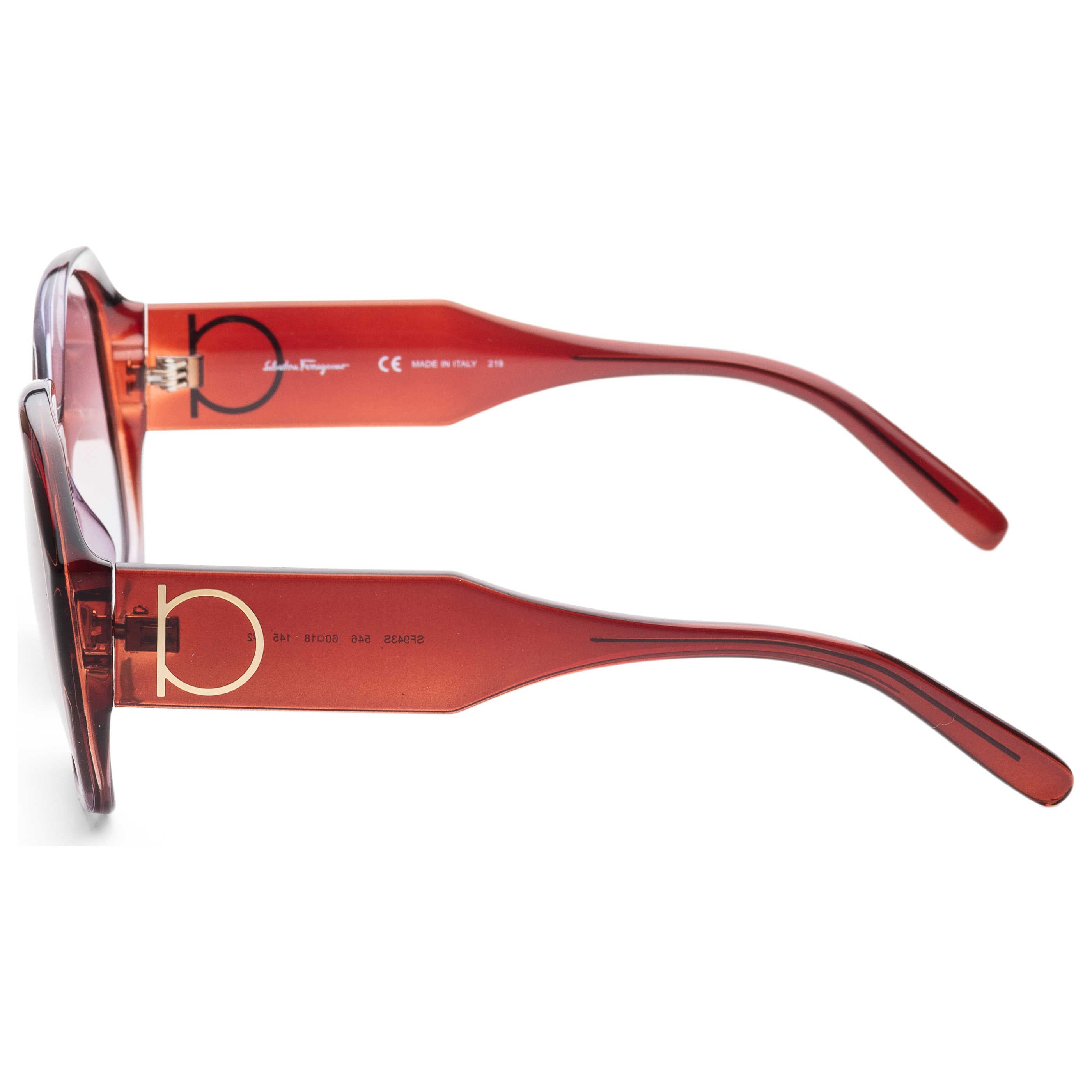 משקפי שמש Ferragamo דגם Fashion לנשים 60 מ״מ בצבע Violet חום מדורג